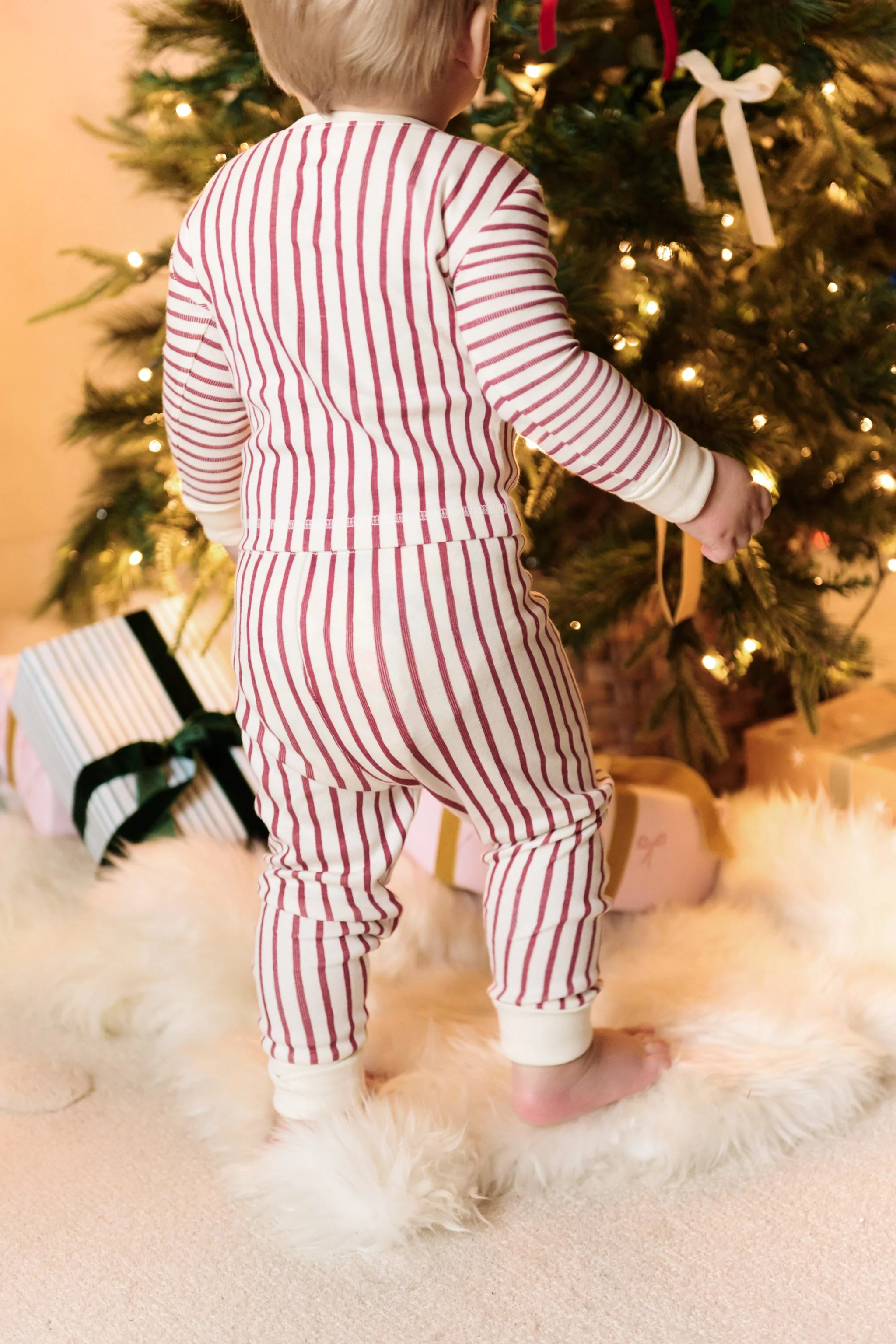 Ribbed Toddler Pajama - Stripes Away Berry - Image 6