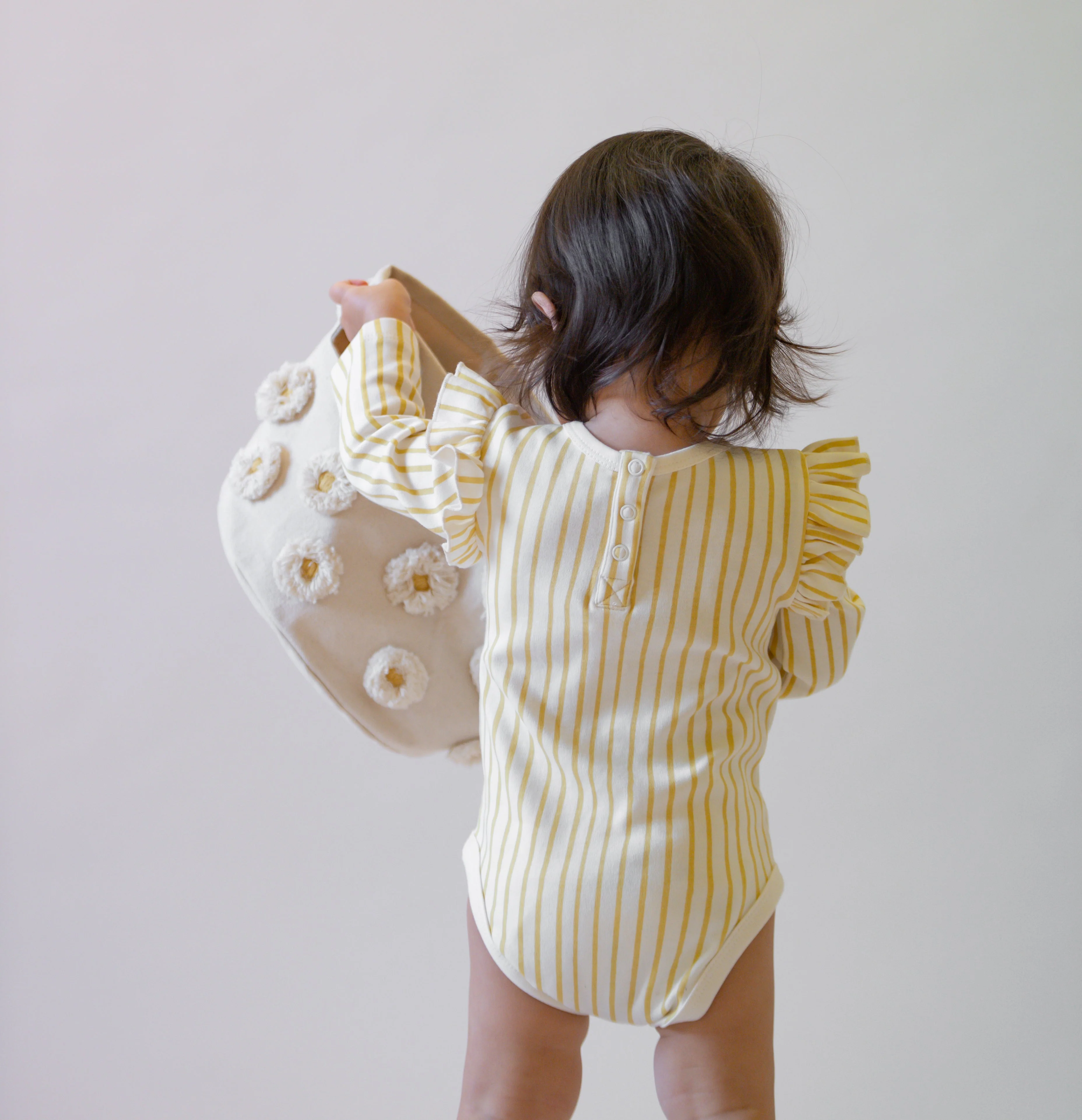 Long Sleeve Ruffle One-Piece - Stripes Away Marigold - Image 4