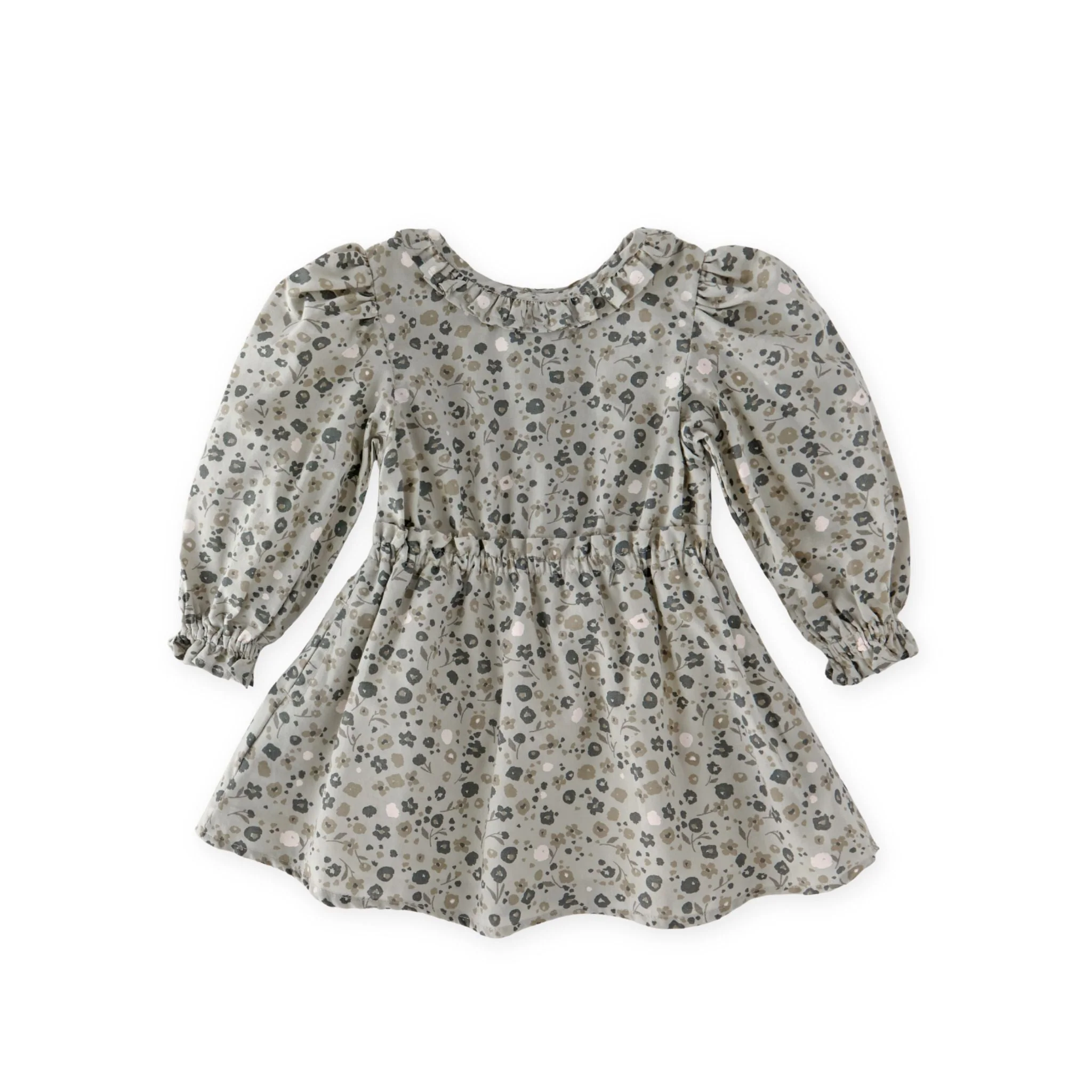 Ruffle Puff Sleeve Dress- Forget Me Not