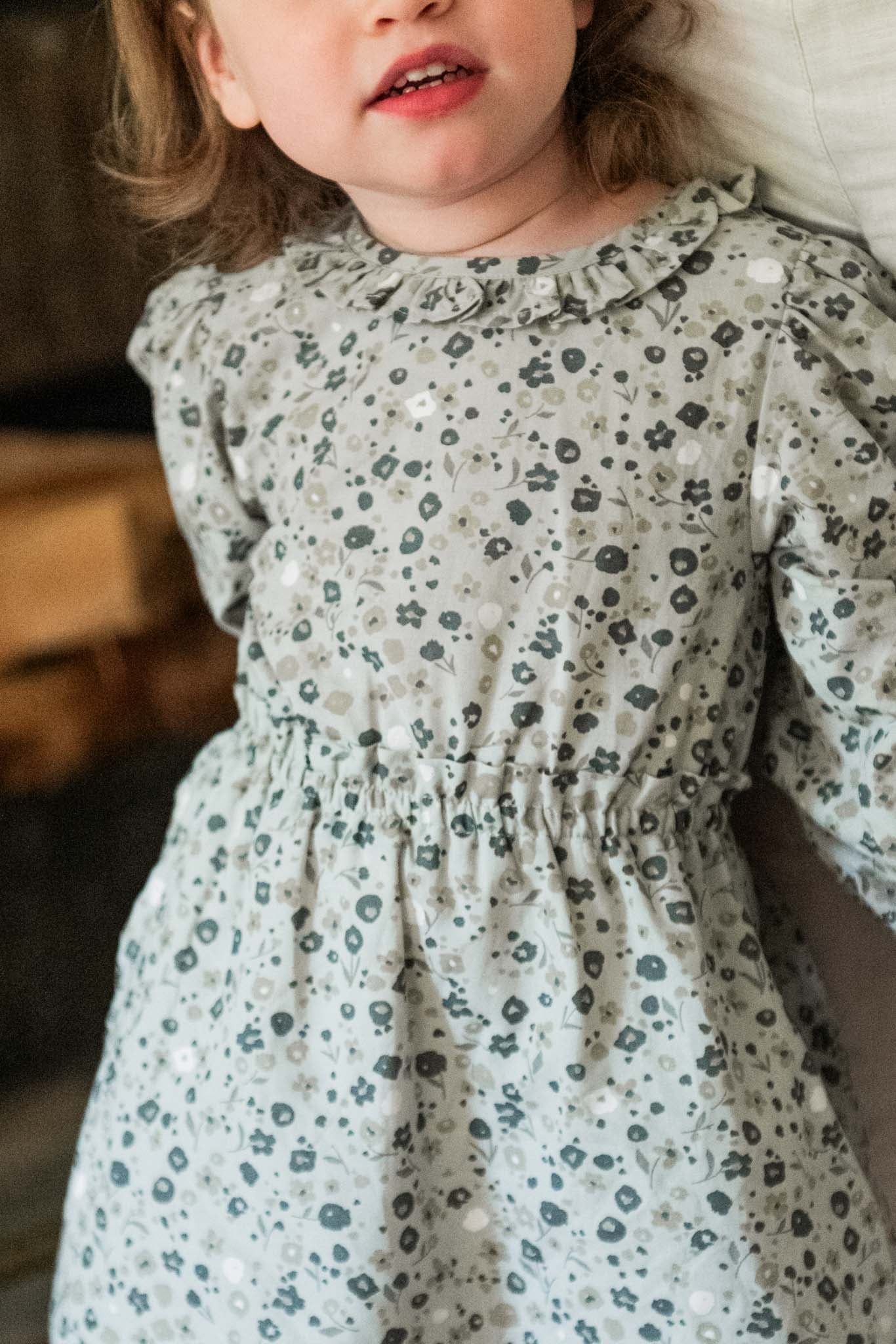 Ruffle Puff Sleeve Dress- Forget Me Not - Image 2