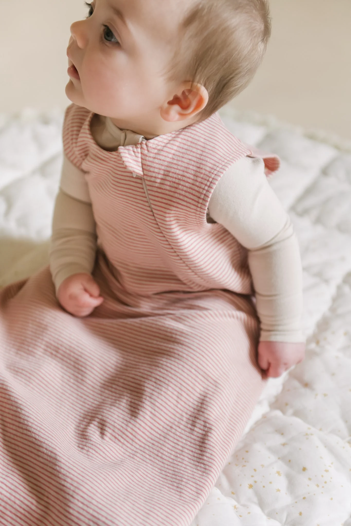 Sailor Stripe Front Zipper 1.0 TOG Sleep Bag - Tea Rose - Image 3