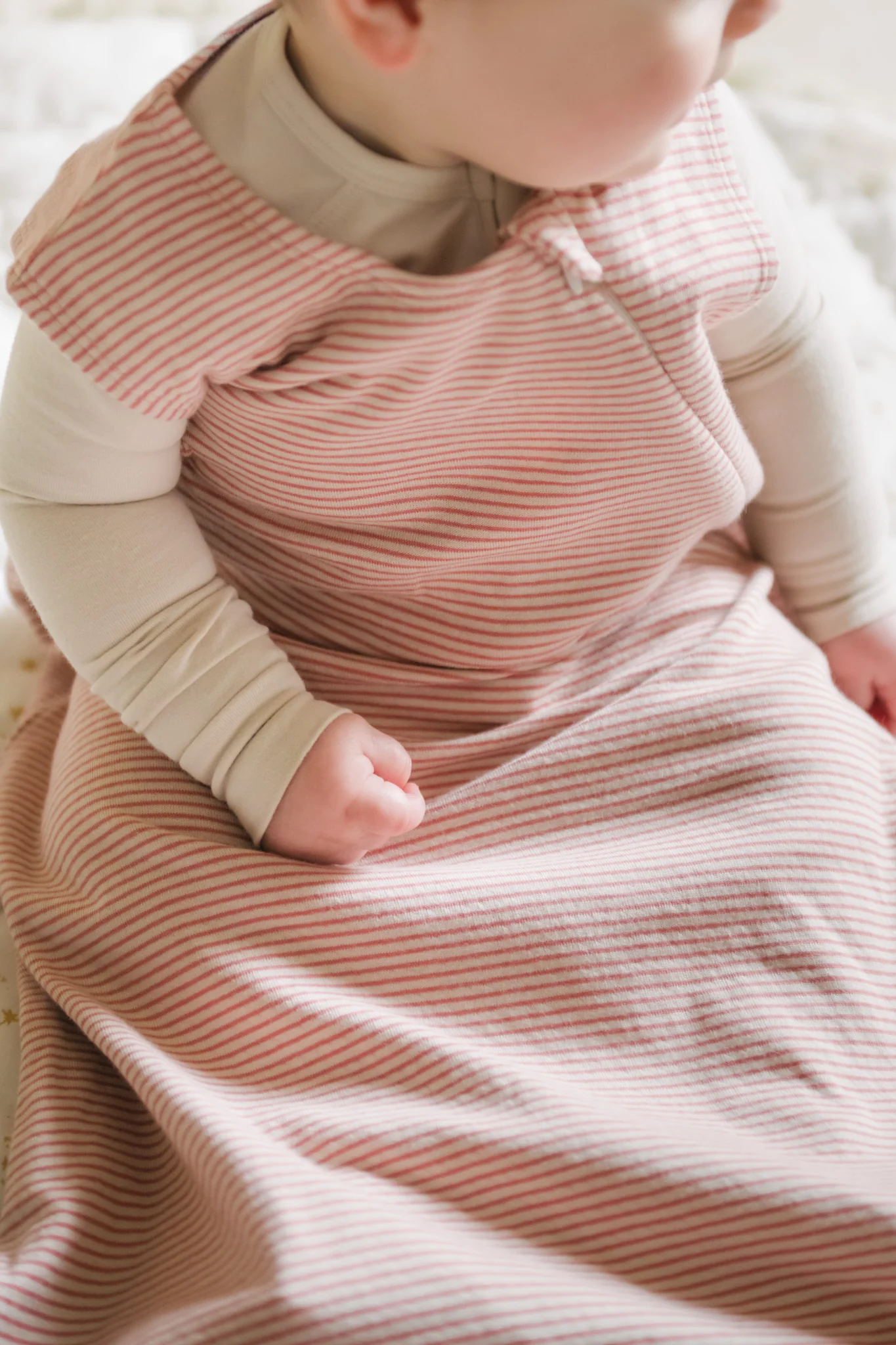 Sailor Stripe Front Zipper 1.0 TOG Sleep Bag - Tea Rose - Image 7