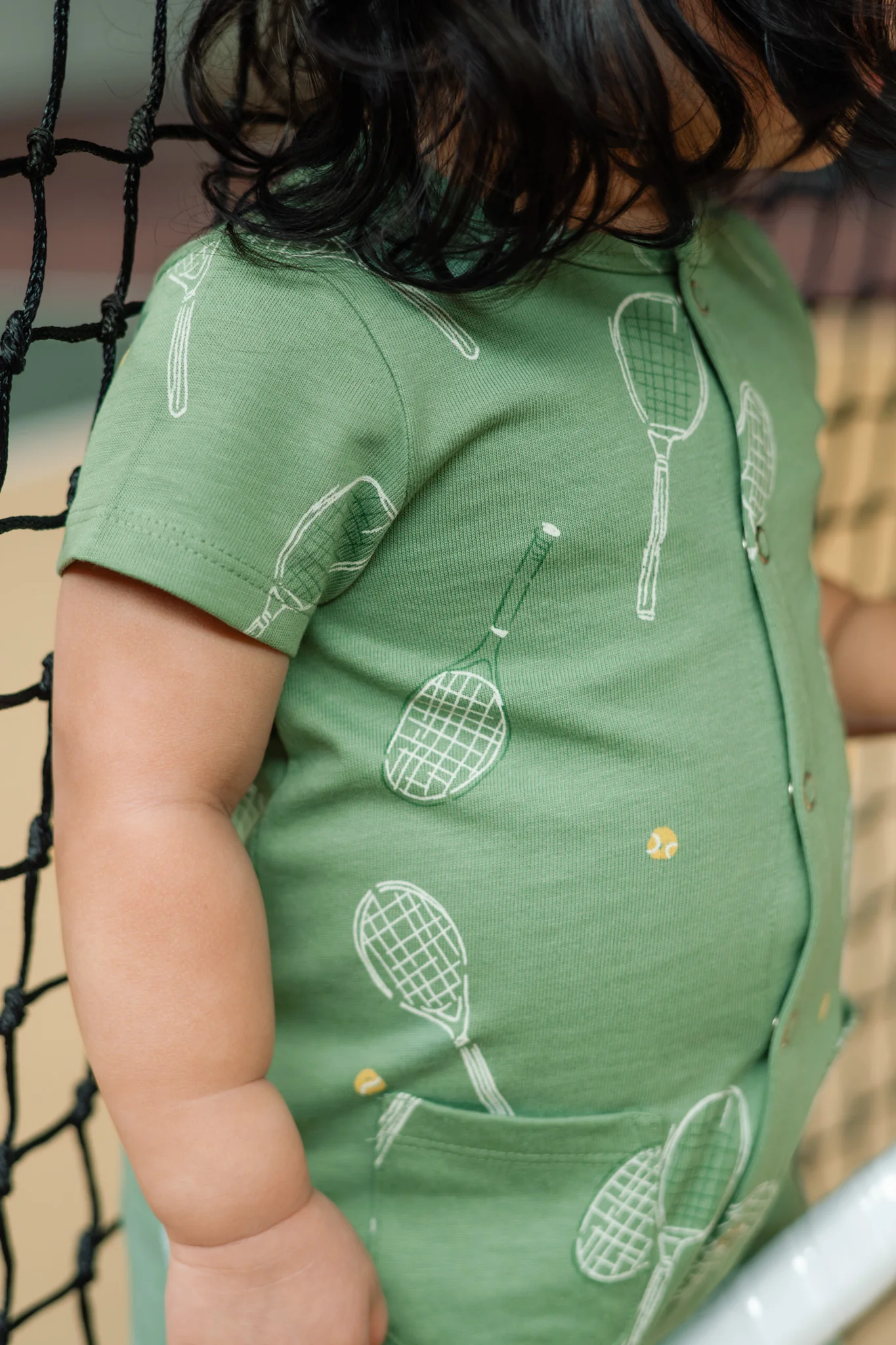 Short Sleeve Pocket Romper - Doubles Green - Image 2