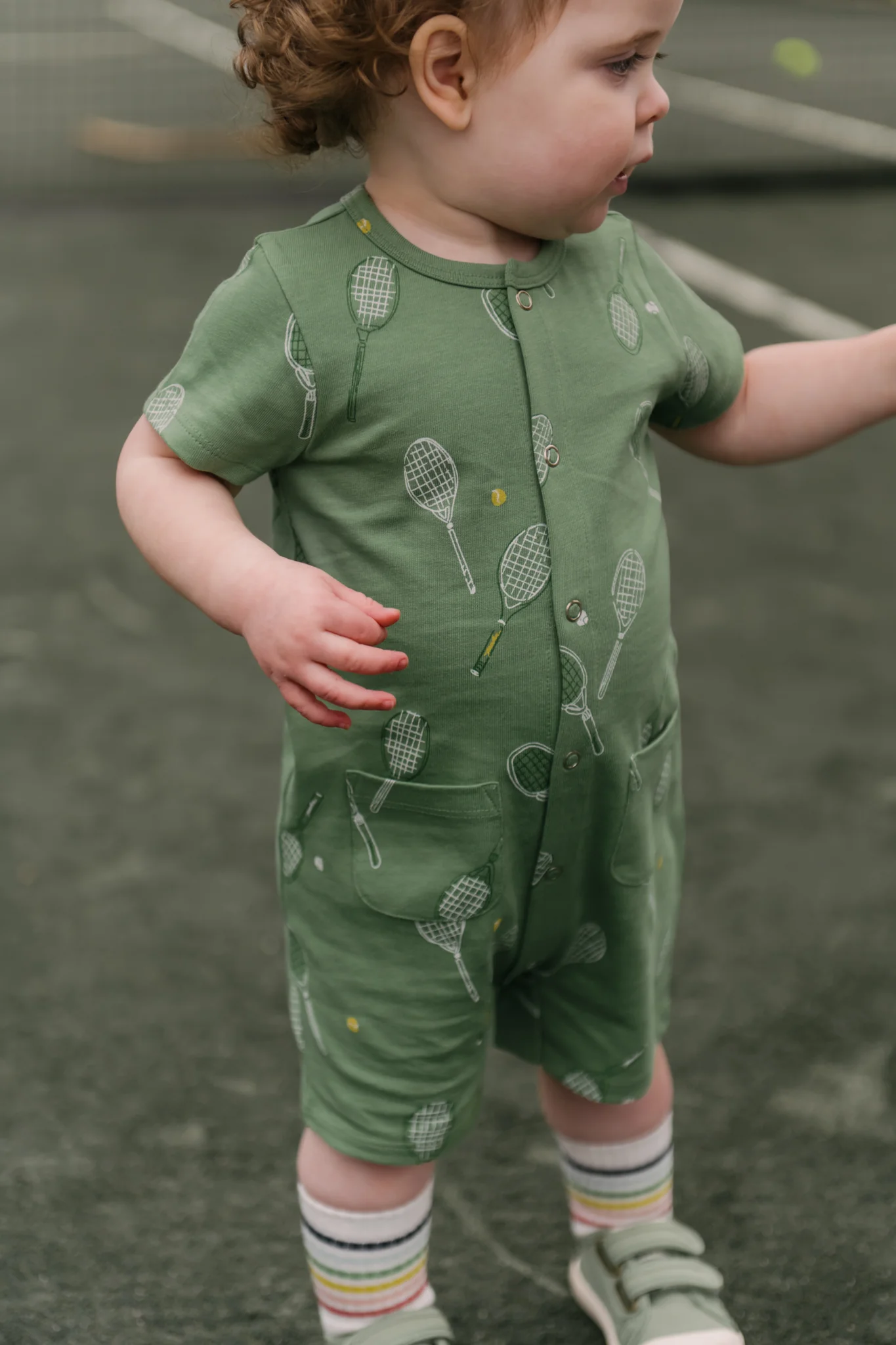 Short Sleeve Pocket Romper - Doubles Green - Image 3