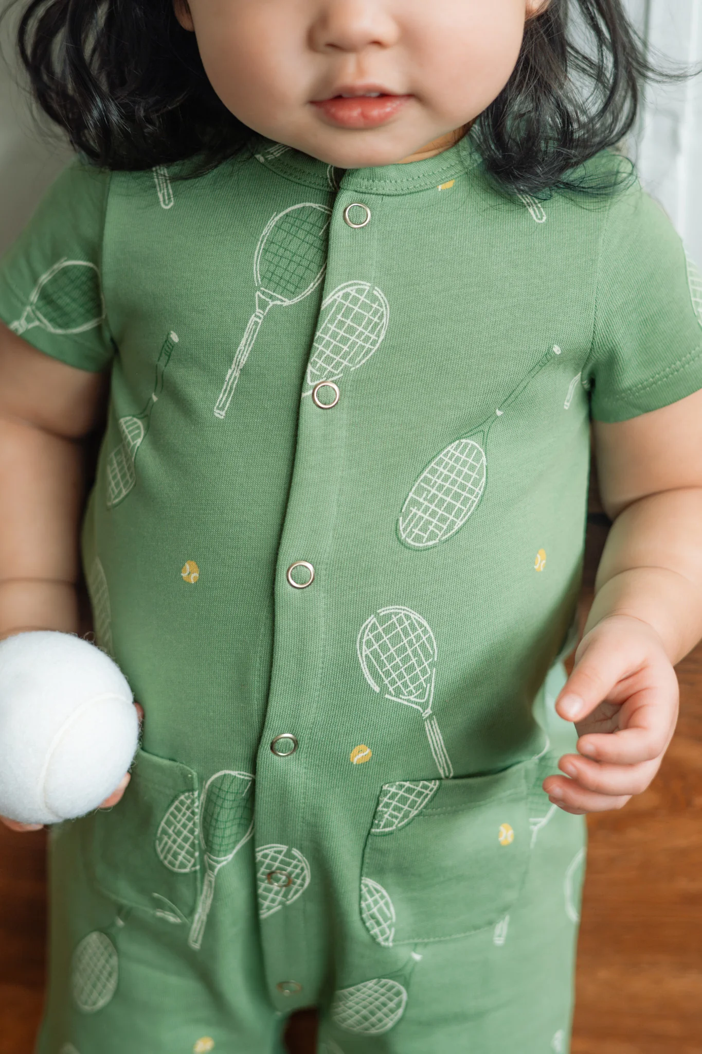 Short Sleeve Pocket Romper - Doubles Green - Image 5