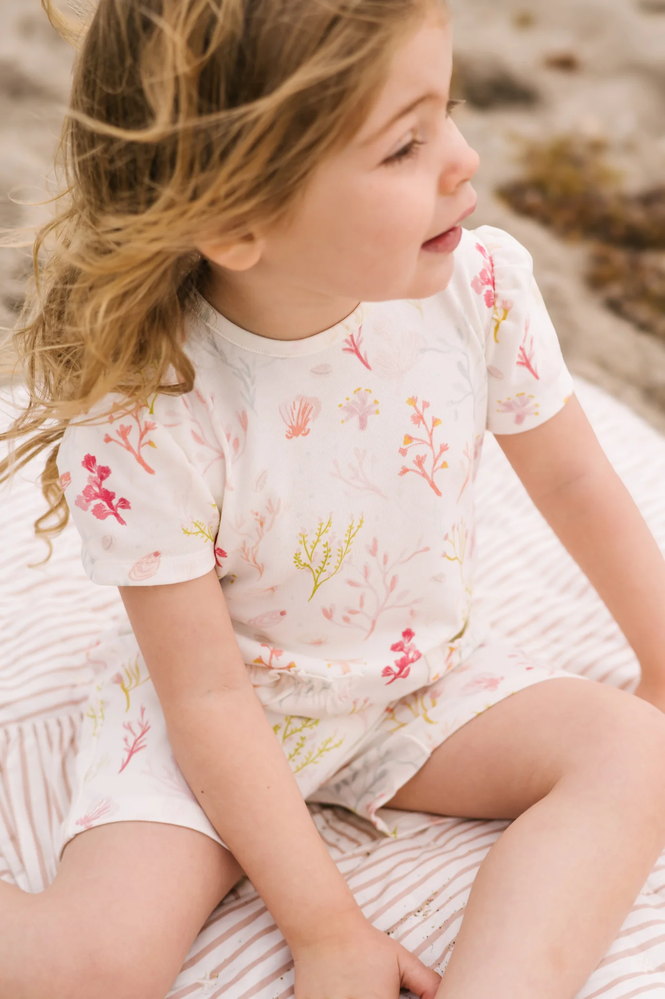 Short Sleeve Puff Romper - Sea Bloom - Image 3