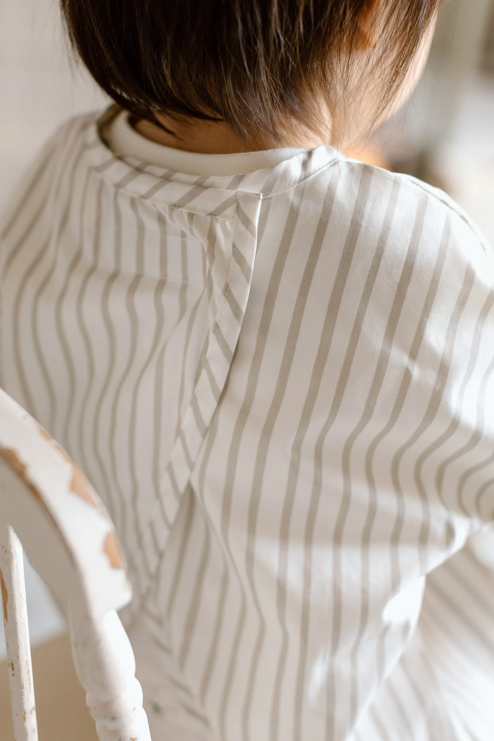 Water Repellent Baby Smock - Stripes Away Pebble Grey - Image 4