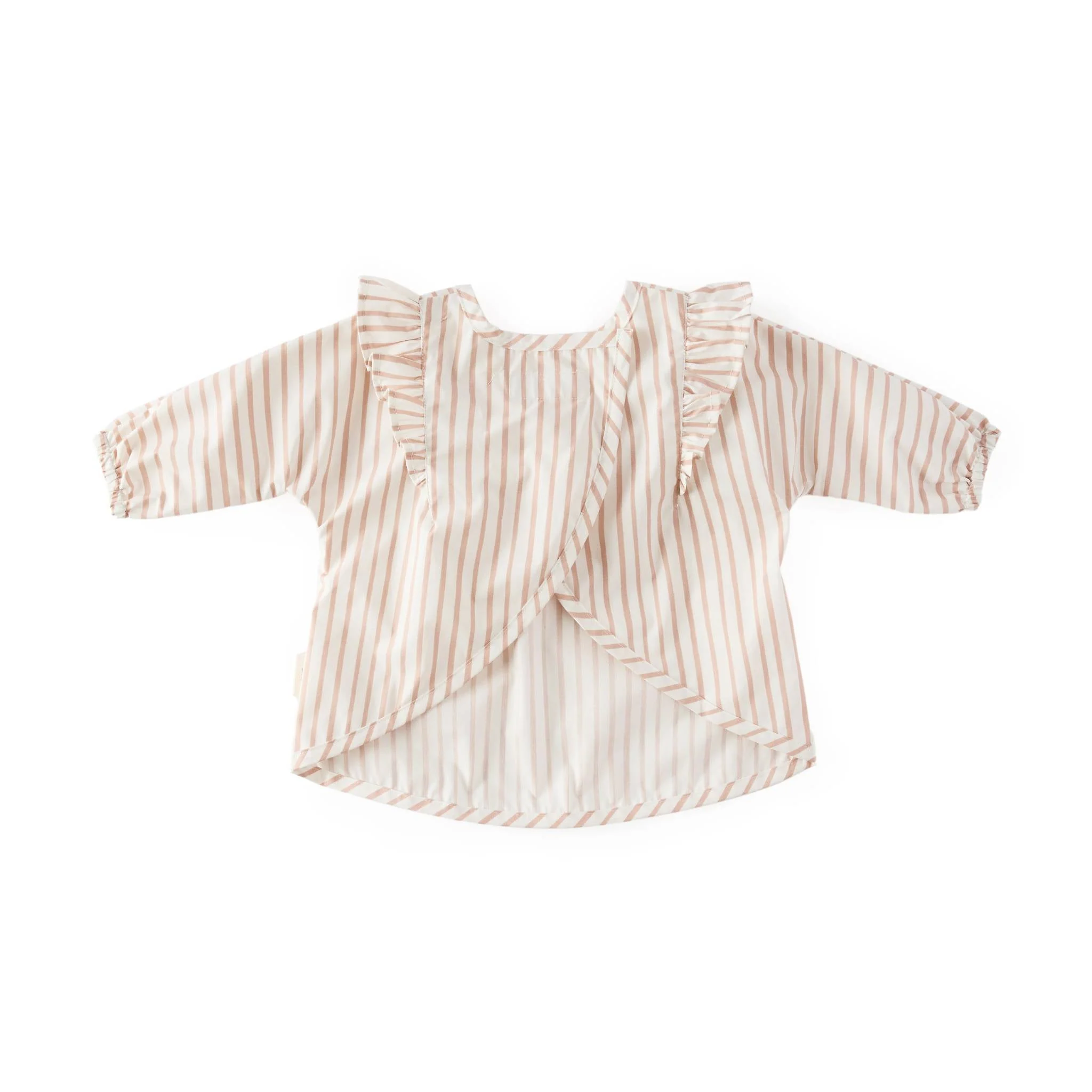 Water Repellent Ruffle Baby Smock - Stripes Away Rose Pink - Image 4