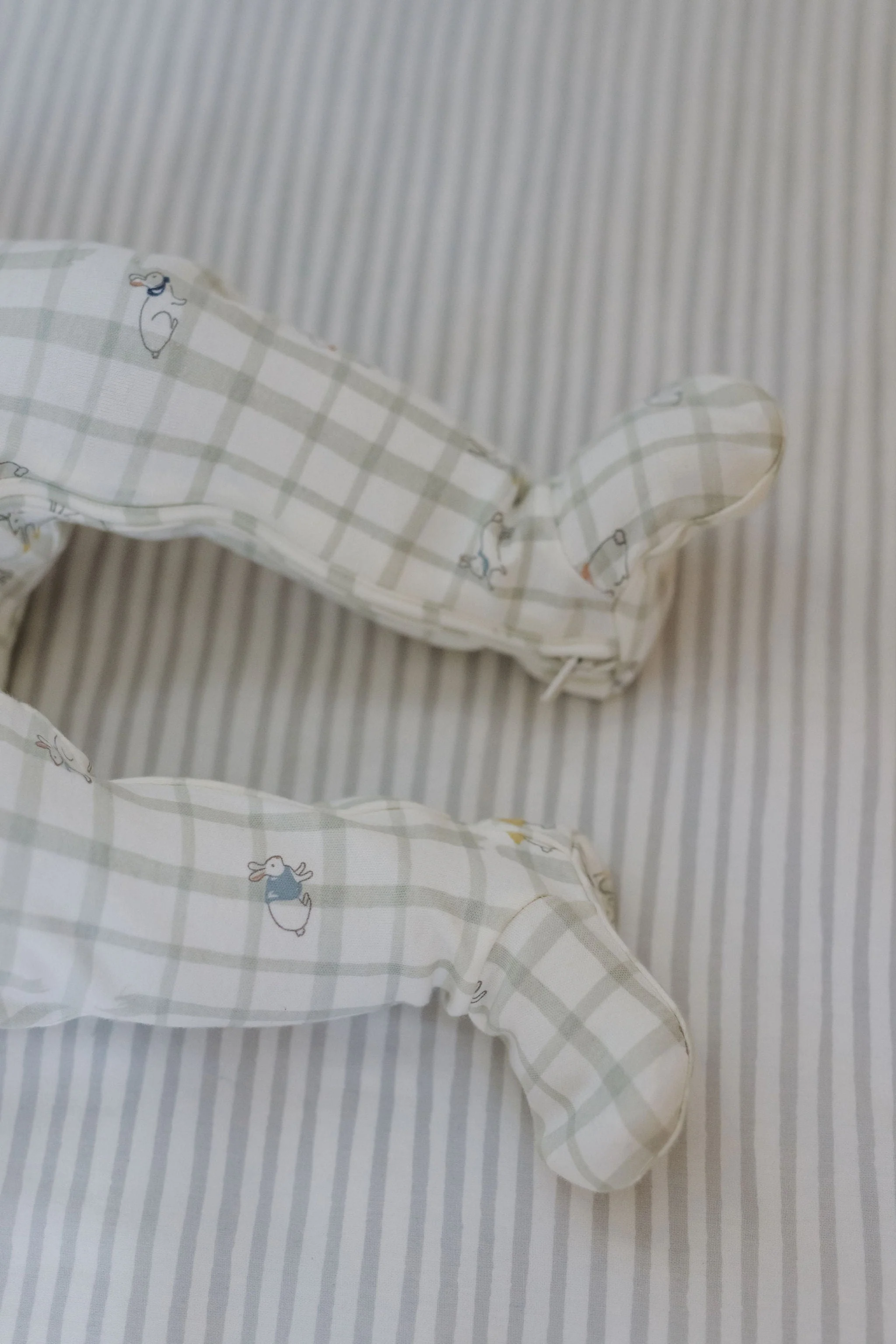 Striped Crib Sheet - Stripes Away Pebble Grey - Image 6