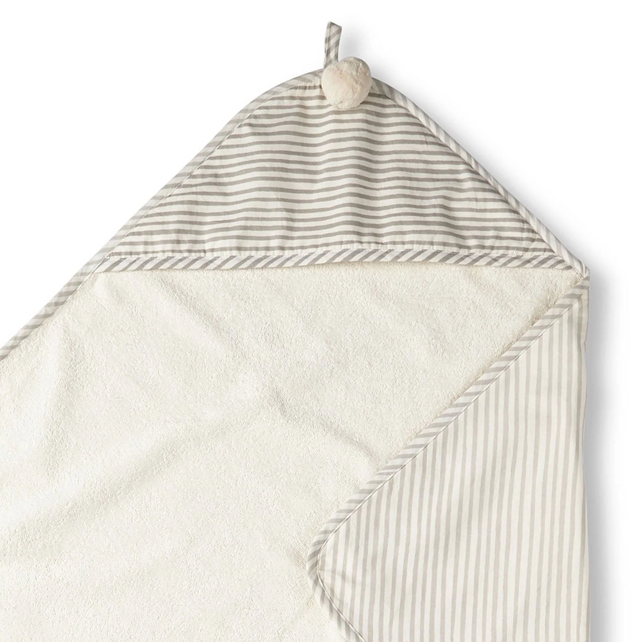 Striped Hooded Towel - Stripes Away Pebble Grey - Image 3