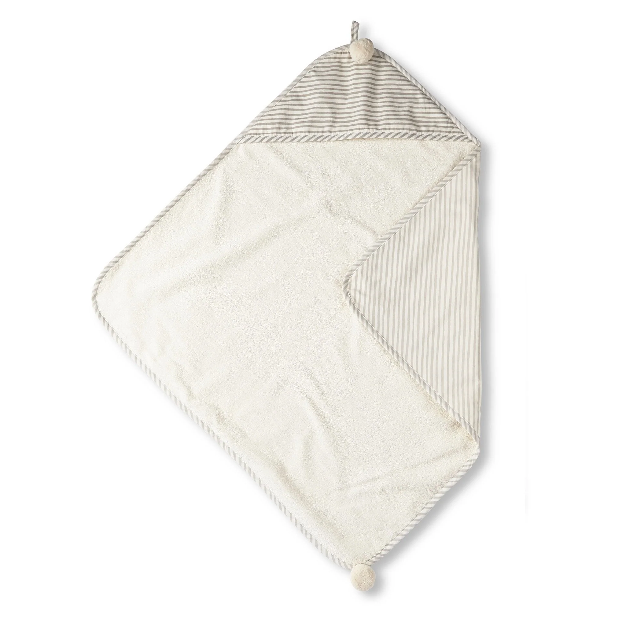 Striped Hooded Towel - Stripes Away Pebble Grey - Image 4