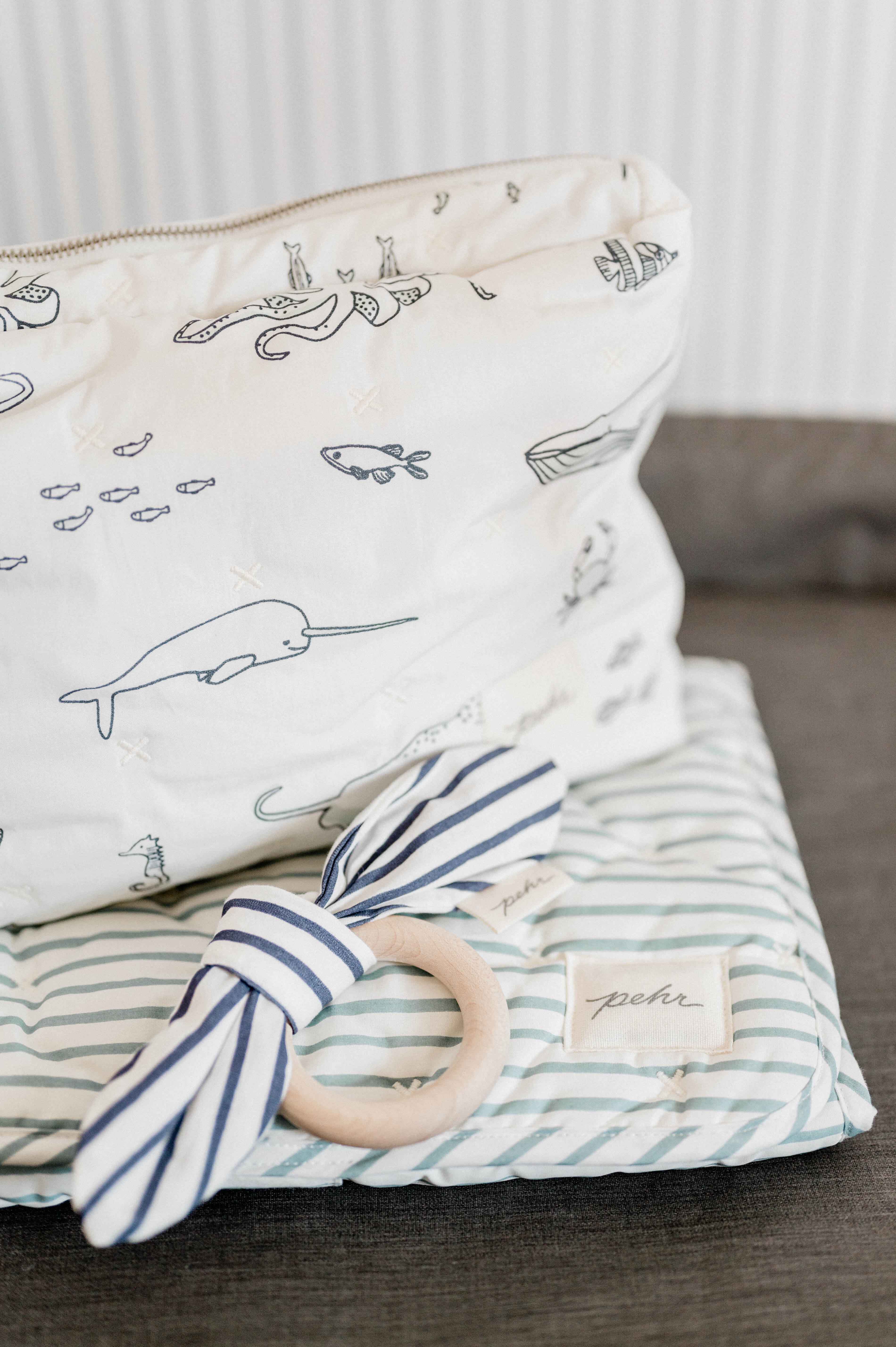 Striped On the Go Portable Changing Pad - Stripes Away Deep Sea - Image 4
