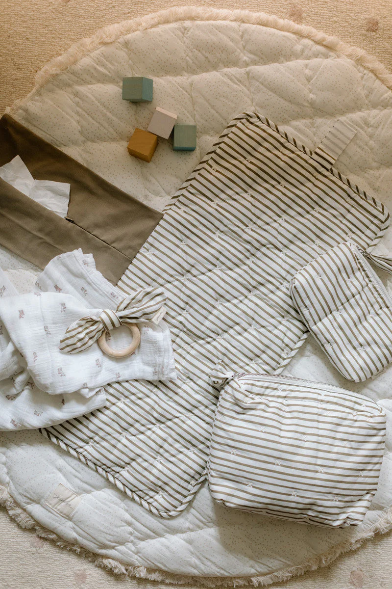 Striped On the Go Portable Changing Pad - Stripes Away Olive - Image 4