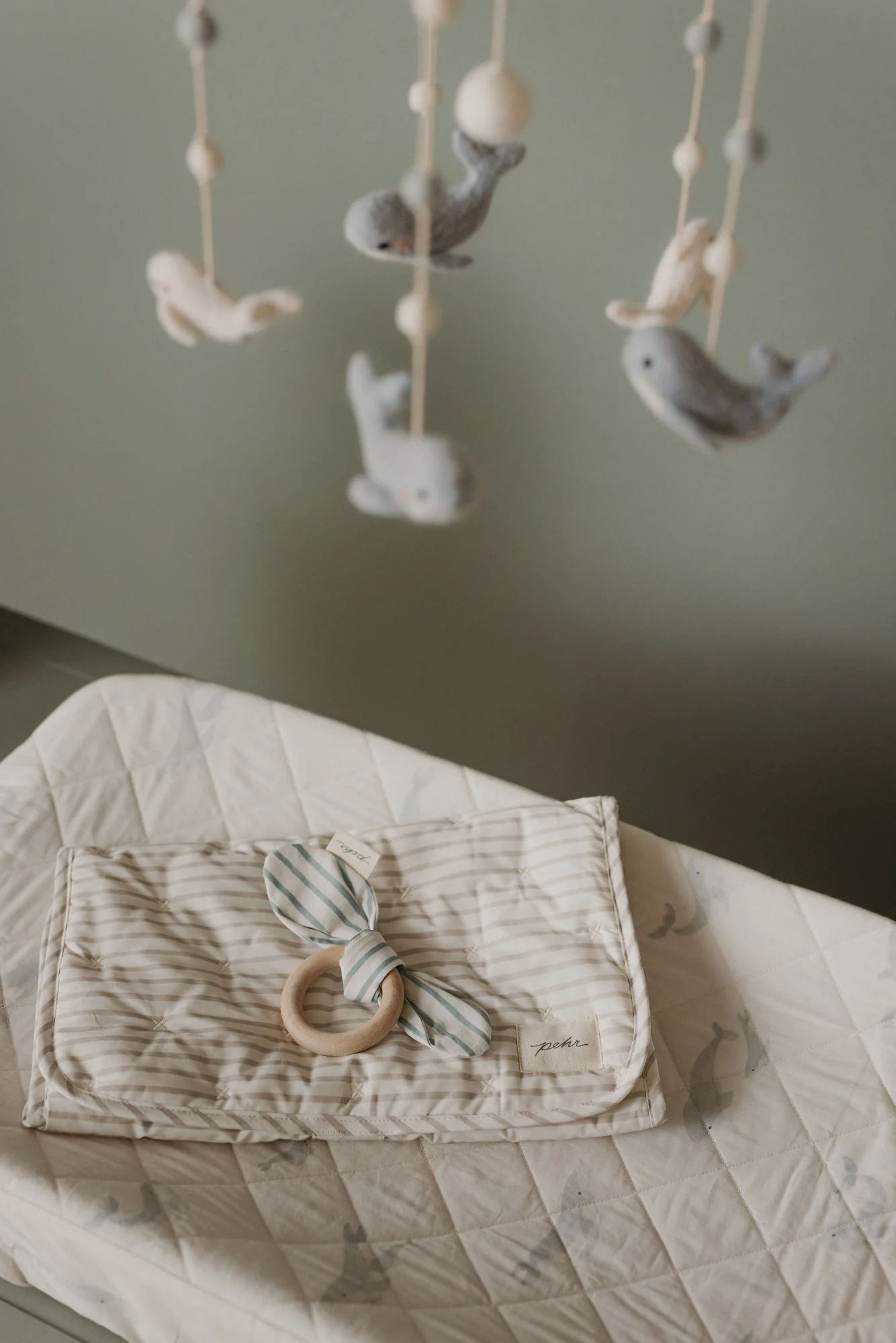 Striped On the Go Portable Changing Pad - Stripes Away Pebble Grey - Image 5