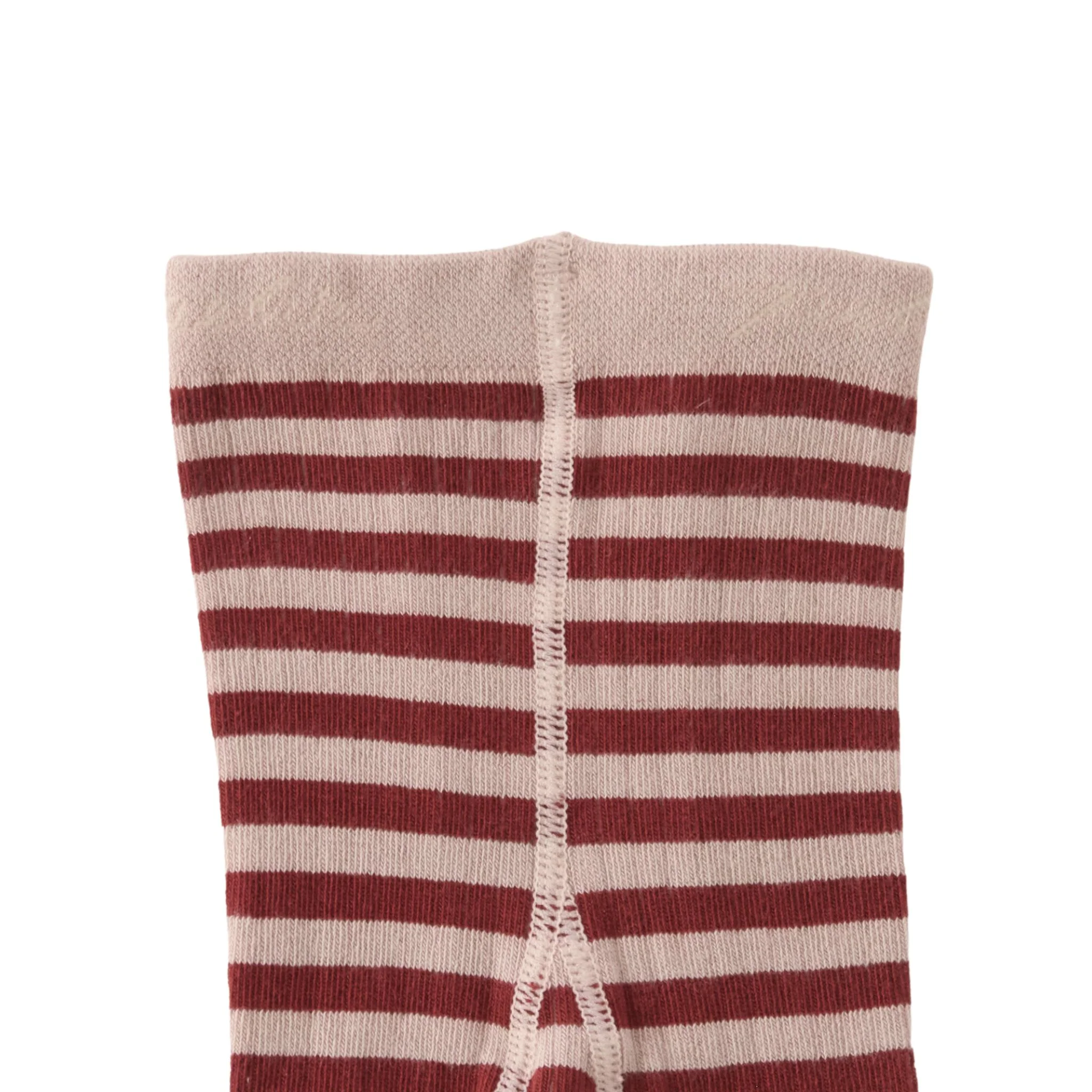 Striped Ribbed Tights with Grips - Soft Peony - Mulberry Stripe - Image 5