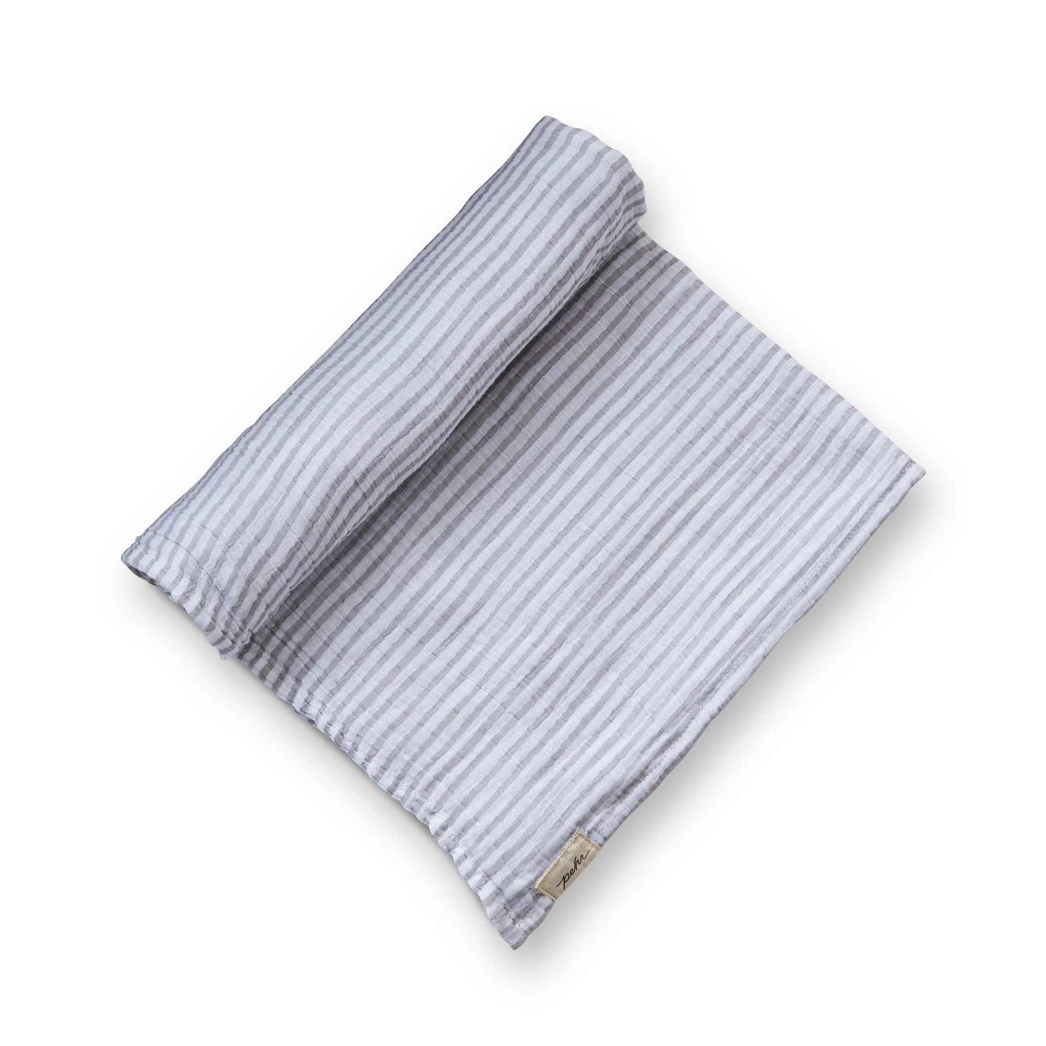 Organic Cotton Muslin Striped Swaddle - Stripes Away Pebble Grey - Image 2
