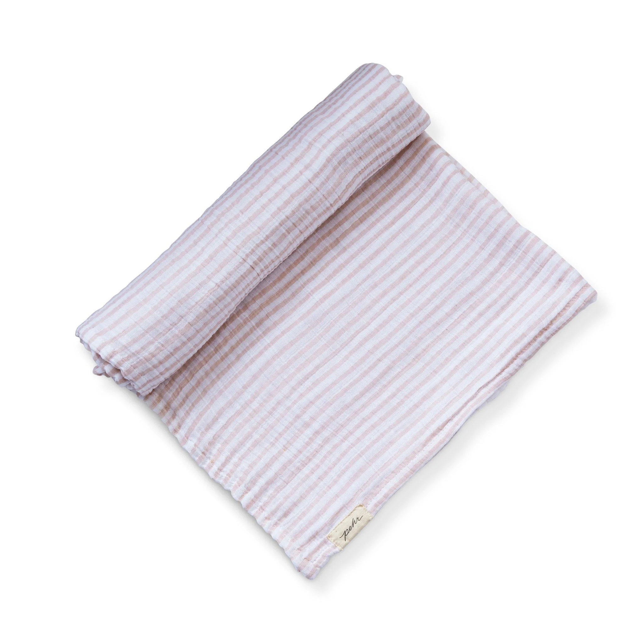 Organic Cotton Muslin Striped Swaddle - Stripes Away Petal - Image 2