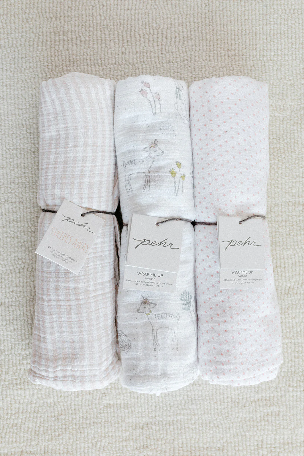 Organic Cotton Muslin Striped Swaddle - Stripes Away Petal - Image 3