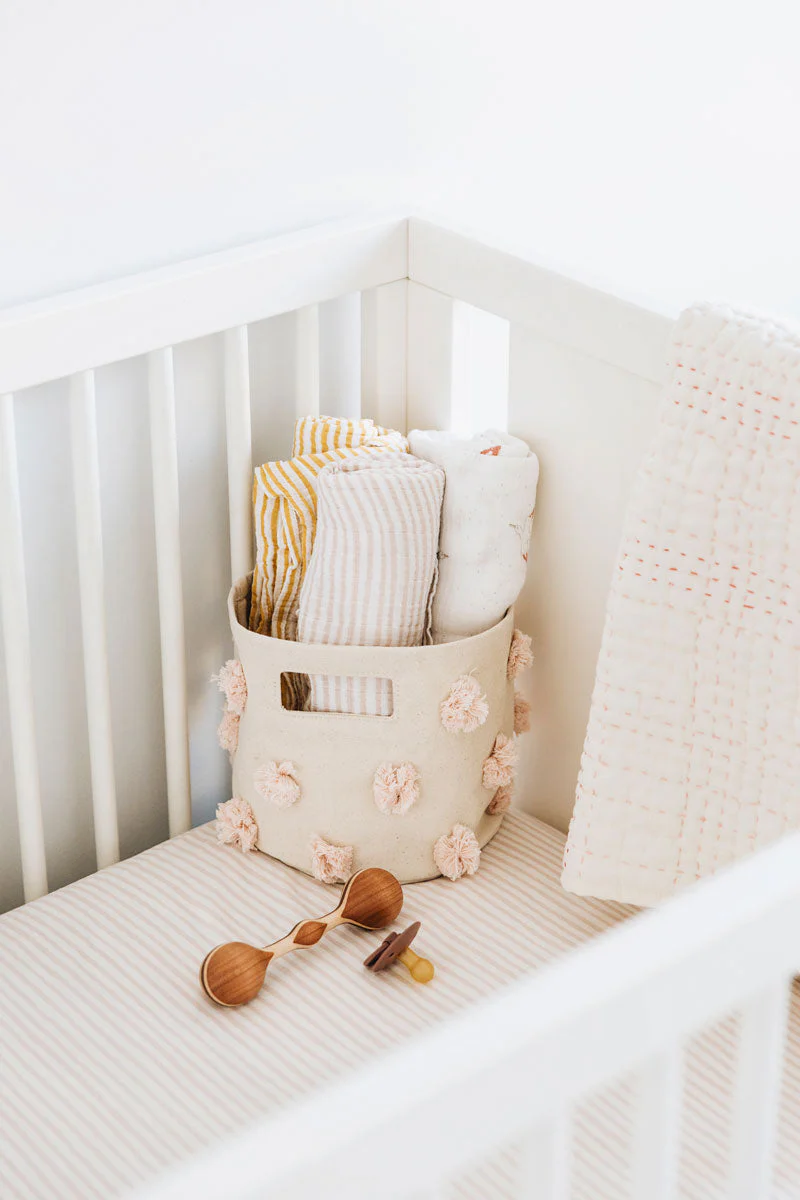 Organic Cotton Muslin Striped Swaddle - Stripes Away Petal - Image 4