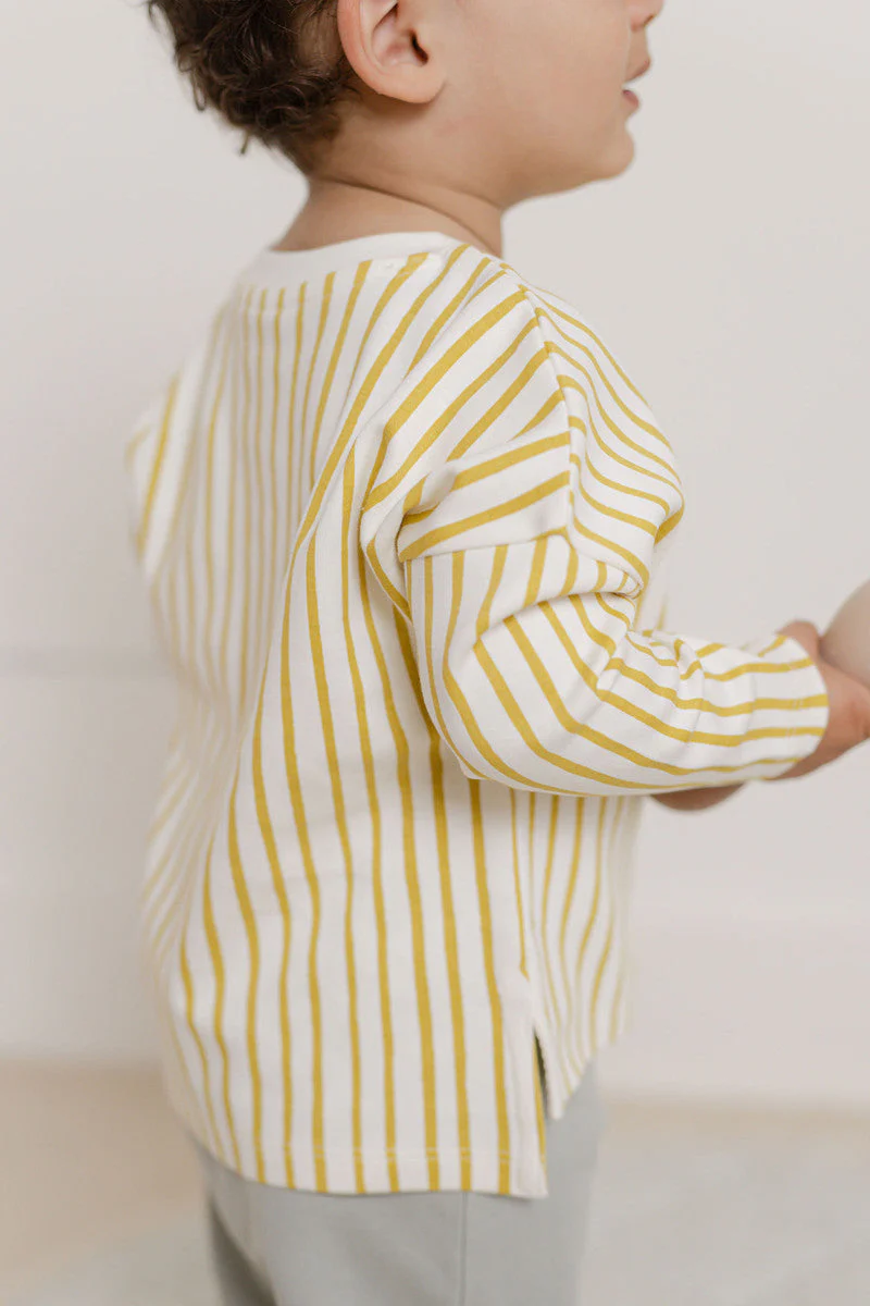 Dropped Shoulder Long Sleeve Top - Stripes Away Marigold - Image 2
