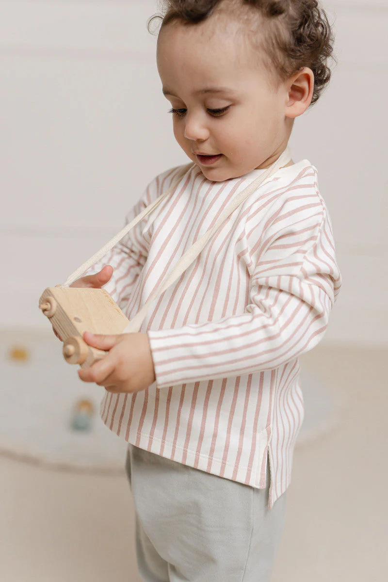 Dropped Shoulder Long Sleeve Top - Stripes Away Peony - Image 3