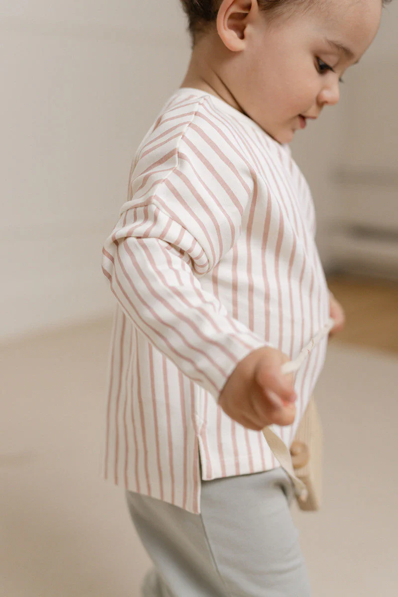 Dropped Shoulder Long Sleeve Top - Stripes Away Peony - Image 4