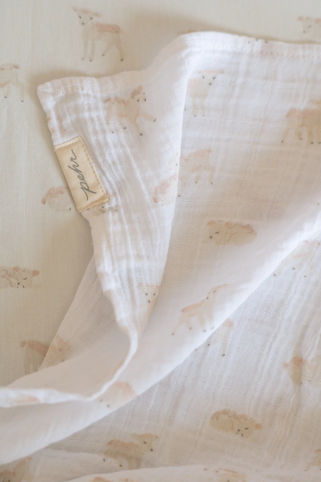 Organic Cotton Muslin Swaddle - Dear Lamb - Image 2
