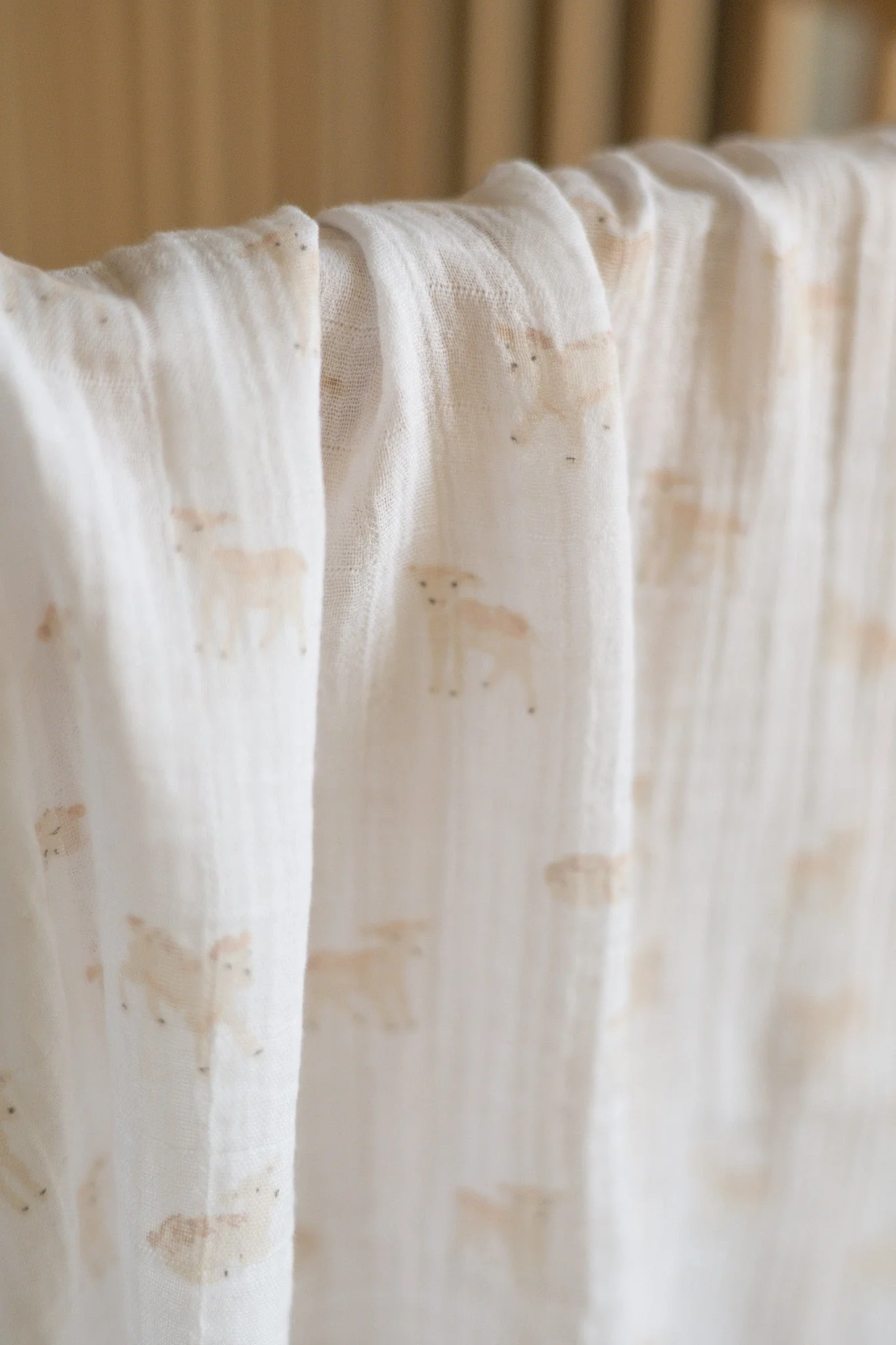 Organic Cotton Muslin Swaddle - Dear Lamb - Image 3