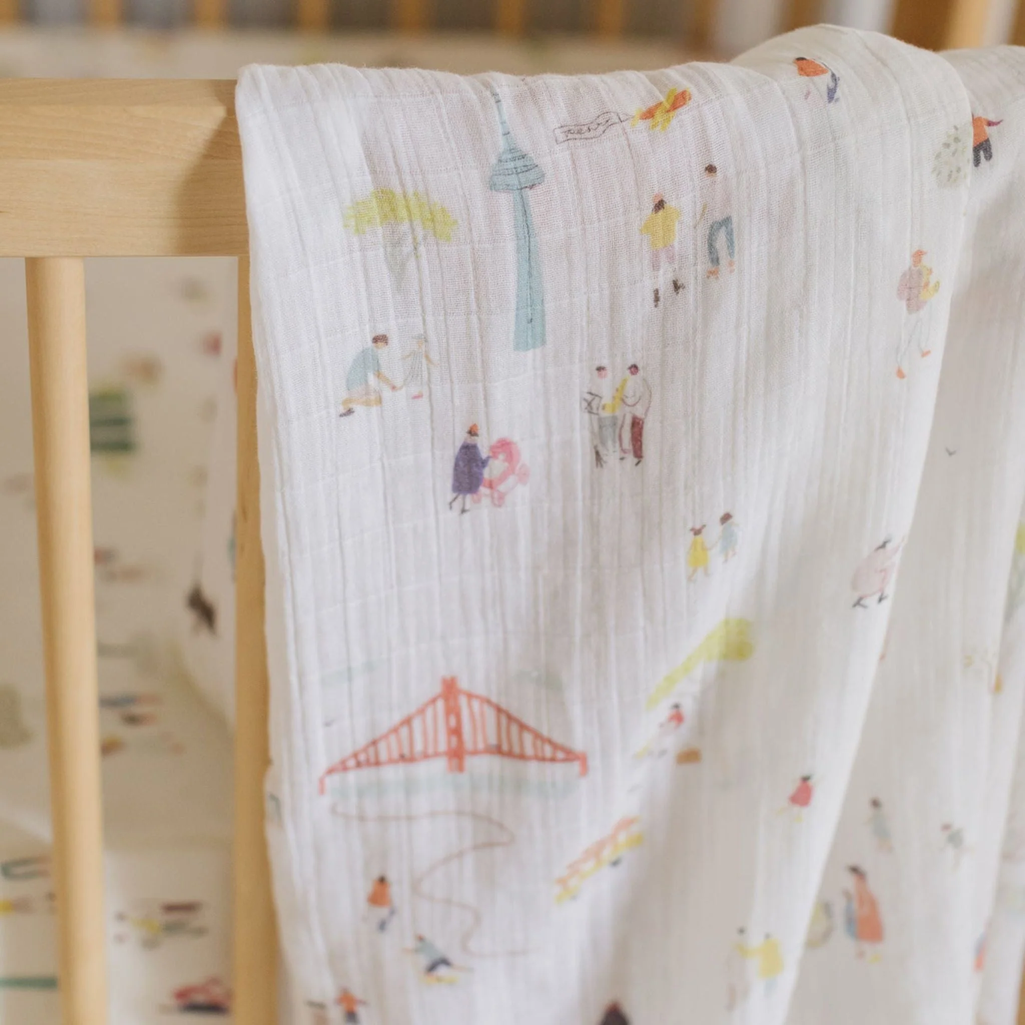 Organic Cotton Muslin Swaddle - Explore the World - Image 2