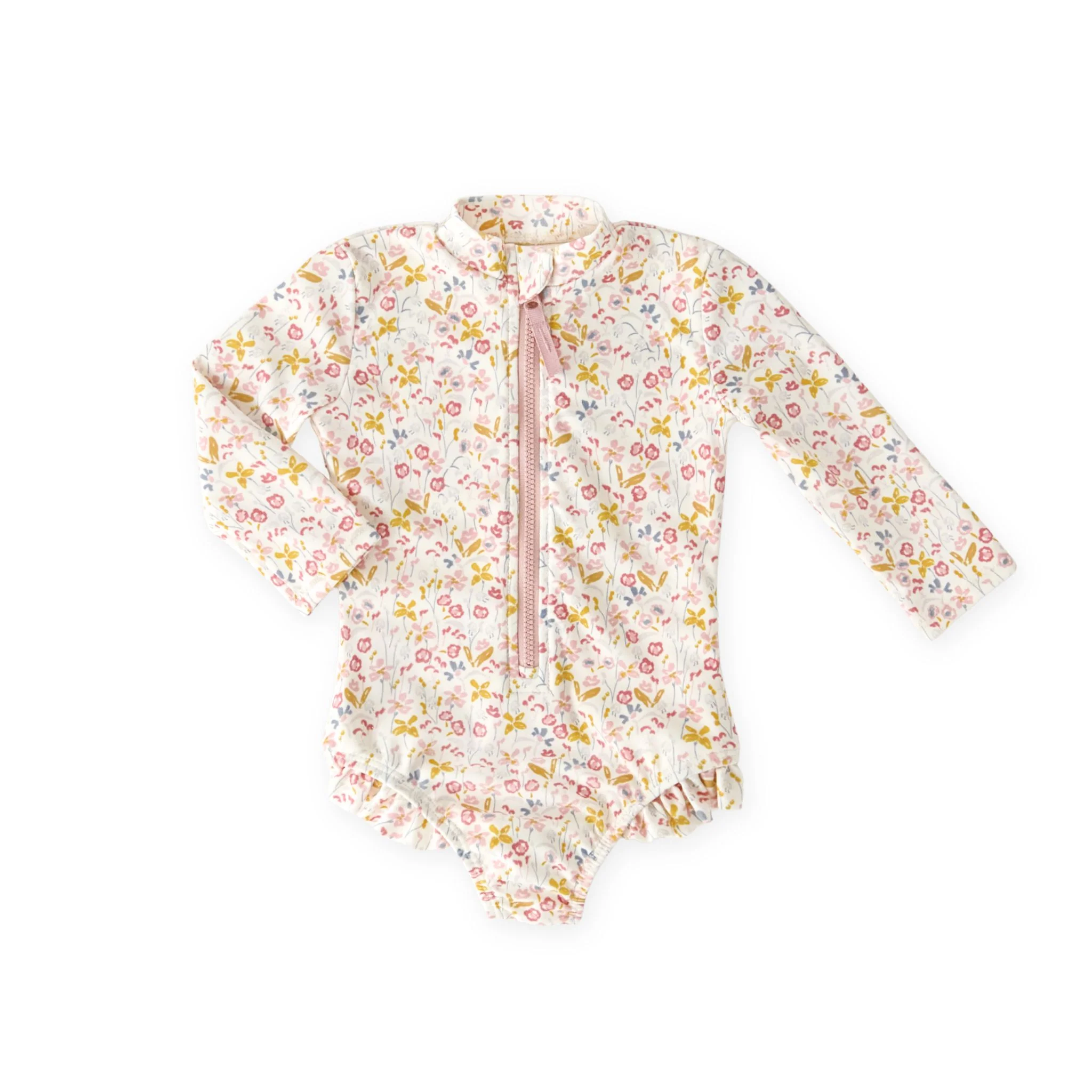 Swim Long Sleeve Hip Ruffle One-Piece - Floret