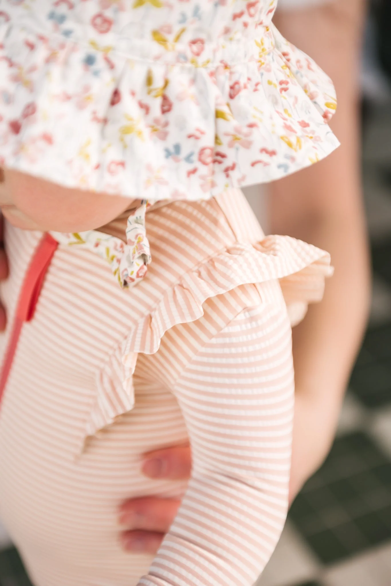 Swim Long Sleeve Ruffle One-Piece - Seersucker Peony - Image 3