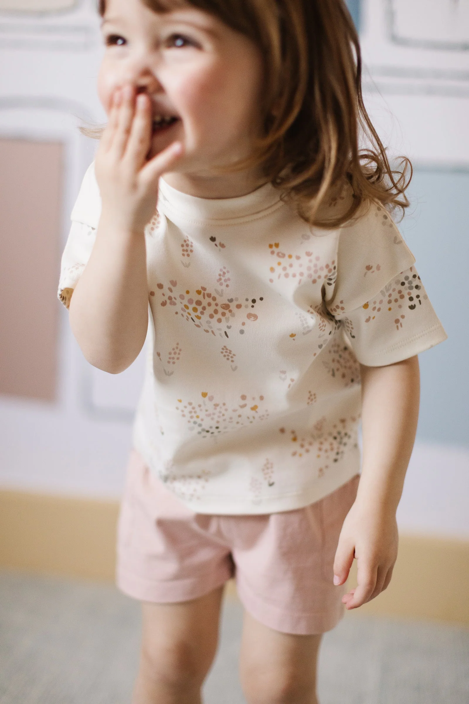 Dropped Shoulder Short Sleeve T-Shirt - Flower Patch - Image 3