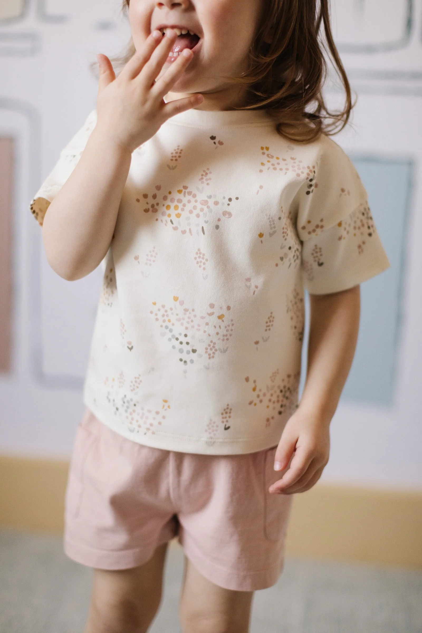 Dropped Shoulder Short Sleeve T-Shirt - Flower Patch - Image 4