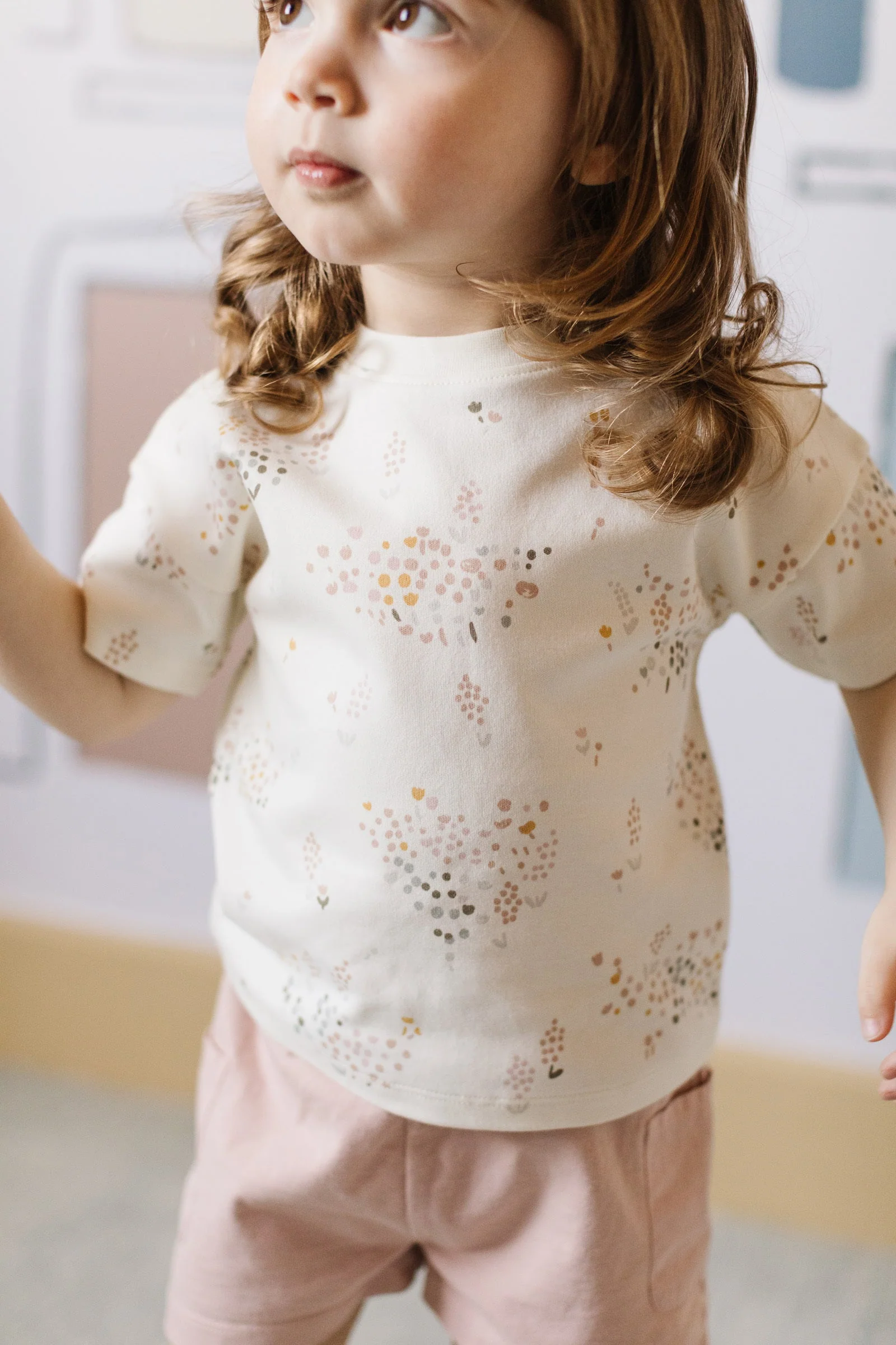 Dropped Shoulder Short Sleeve T-Shirt - Flower Patch - Image 5