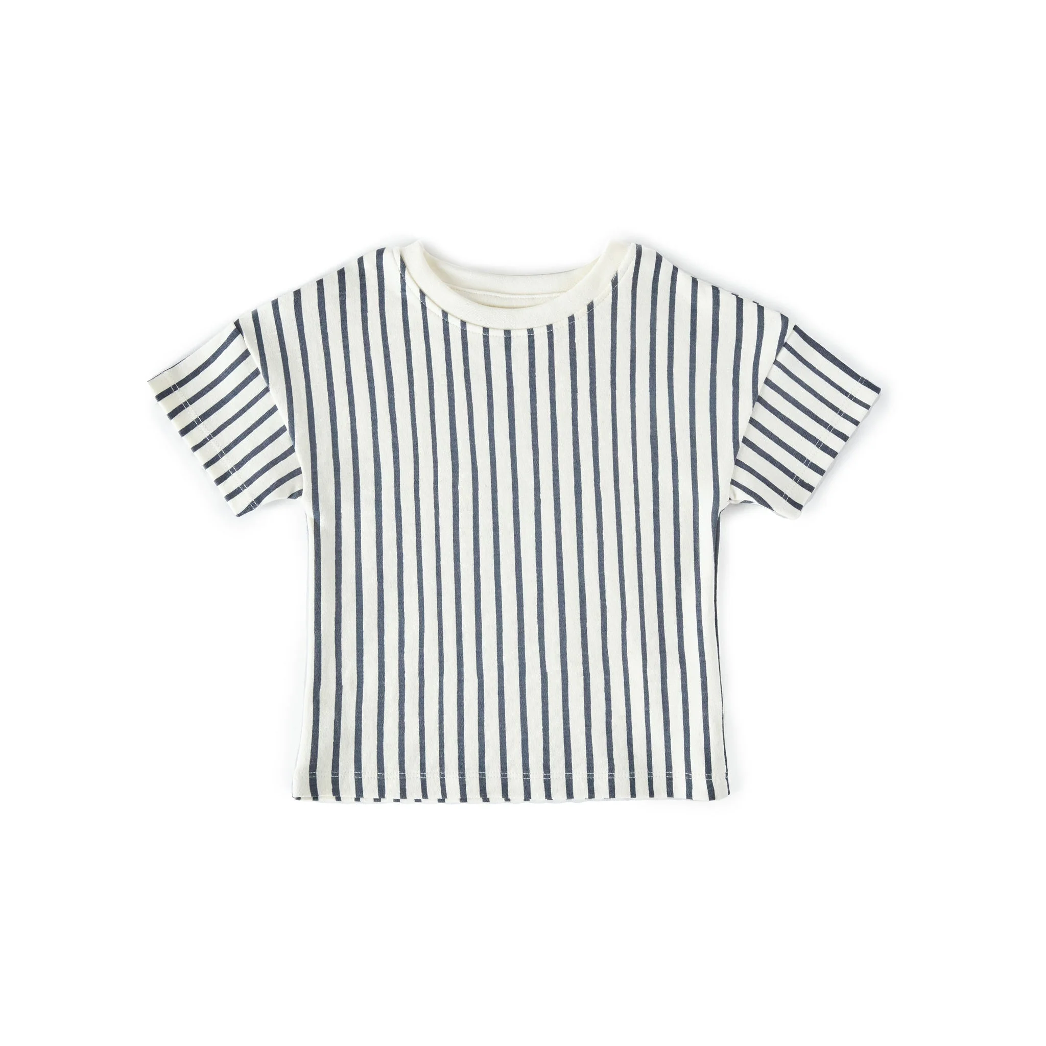 Dropped Shoulder Short Sleeve T-Shirt - Stripes Away Ink Blue