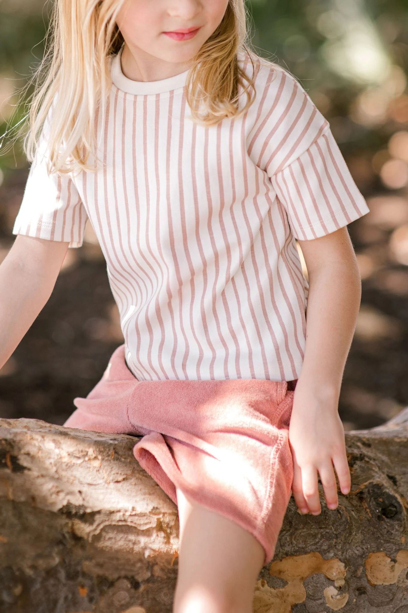 Dropped Shoulder Short Sleeve T-Shirt - Stripes Away Peony - Image 2