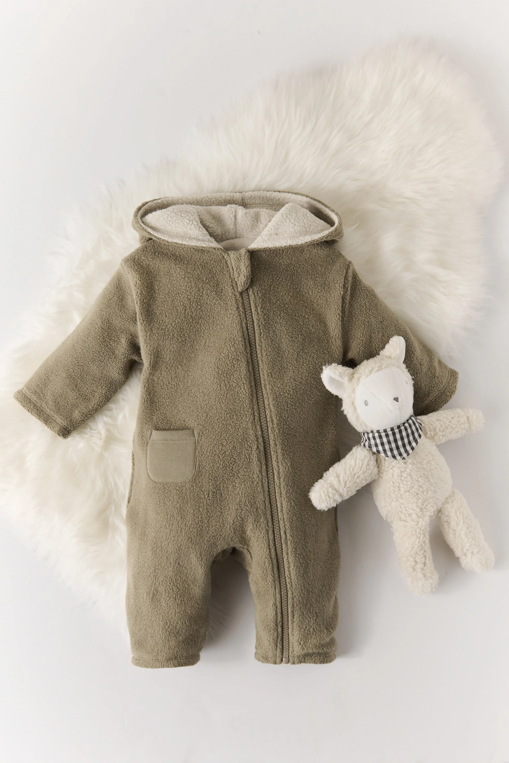 Teddy Fleece Baby Suit - Moss - Image 5
