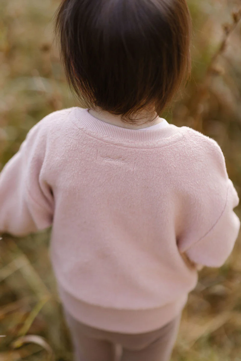 Teddy Fleece Dropped Shoulder Sweatshirt - Rose Pink - Image 3