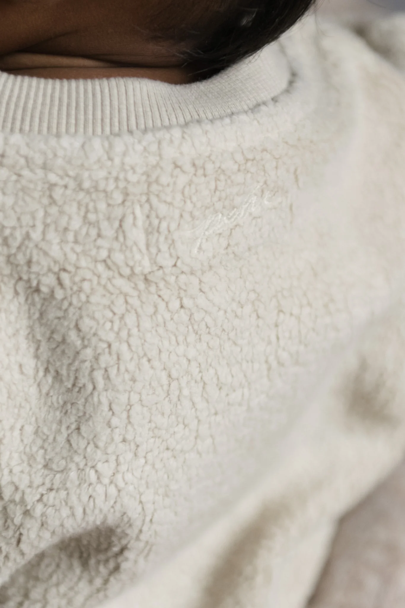 Teddy Fleece Dropped Shoulder Sweatshirt - Stone - Image 10
