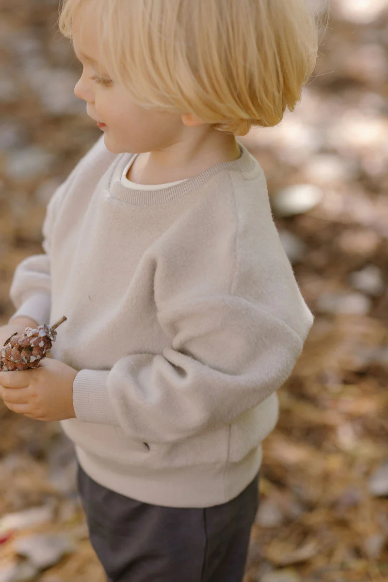 Teddy Fleece Dropped Shoulder Sweatshirt - Stone - Image 5