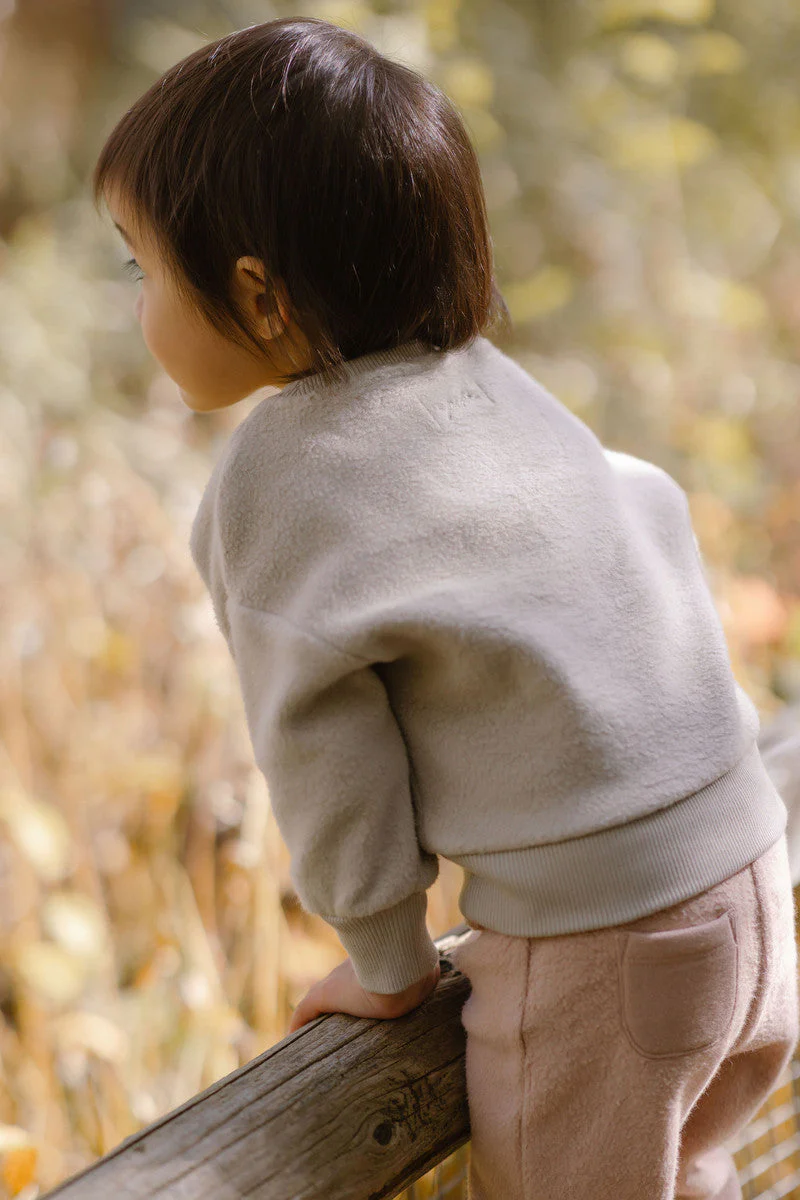 Teddy Fleece Dropped Shoulder Sweatshirt - Stone - Image 7