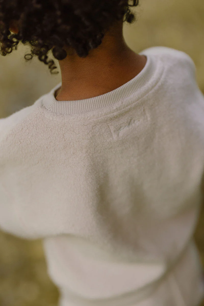 Teddy Fleece Dropped Shoulder Sweatshirt - Stone - Image 9