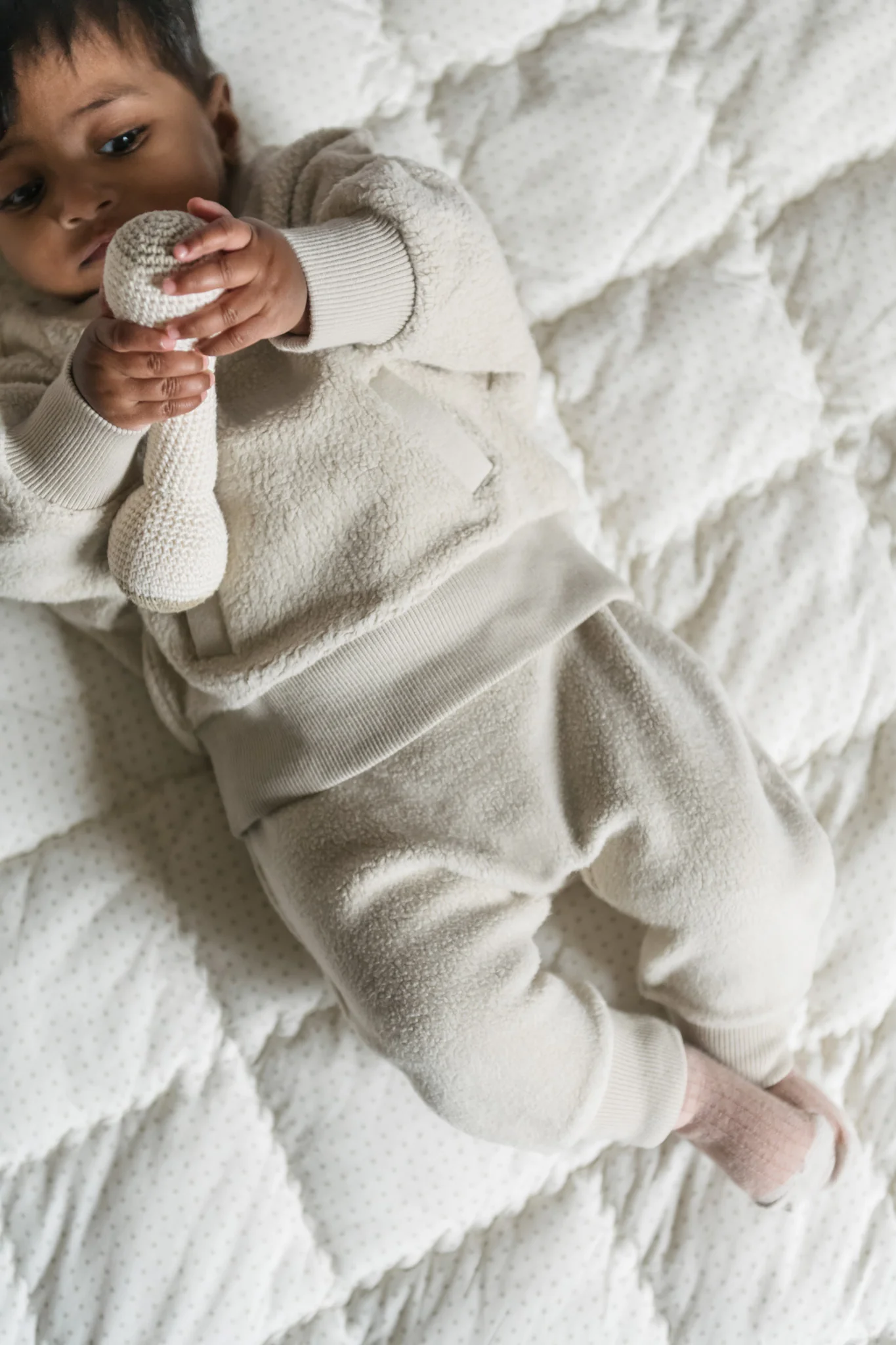 Teddy Fleece Harem Pant - Stone - Image 3