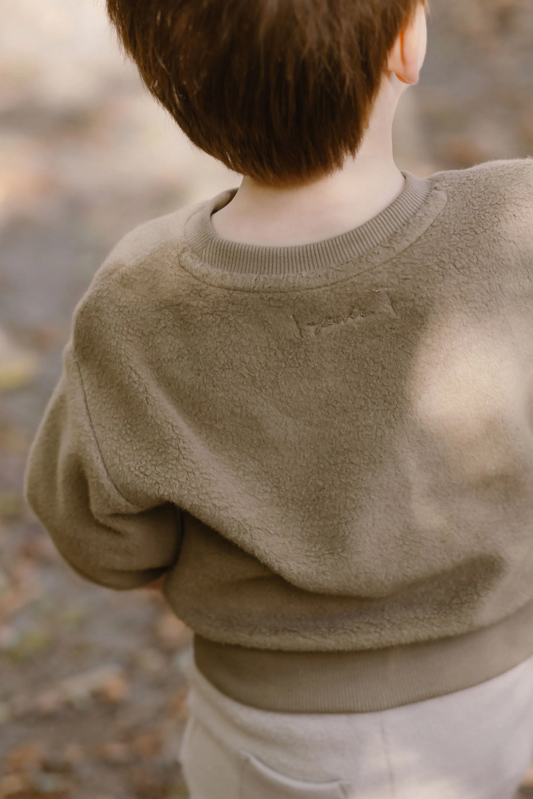 Teddy Fleece Kids Dropped Shoulder Sweatshirt - Moss - Image 3