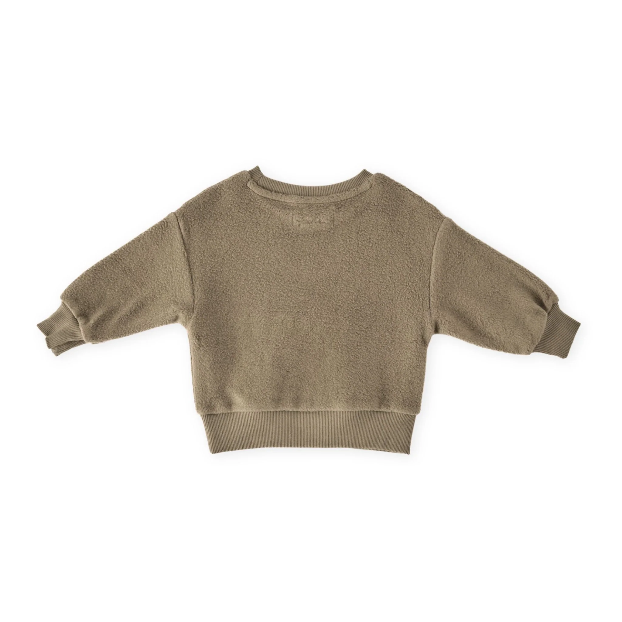 Teddy Fleece Kids Dropped Shoulder Sweatshirt - Moss - Image 6