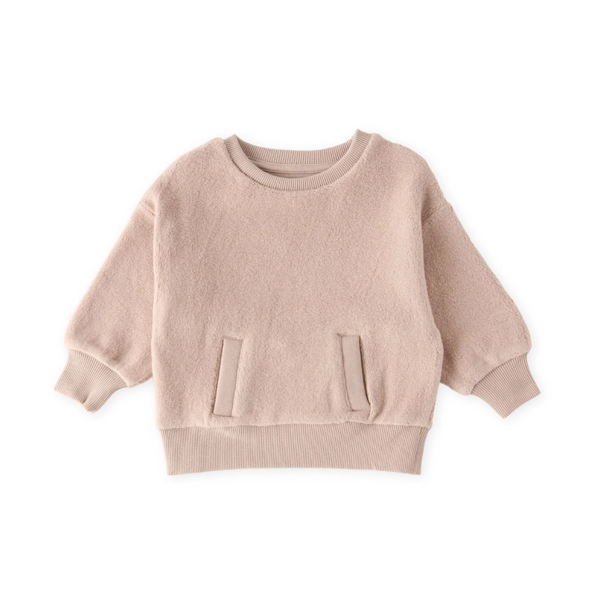 Teddy Fleece Kids Dropped Shoulder Sweatshirt - Rose Pink