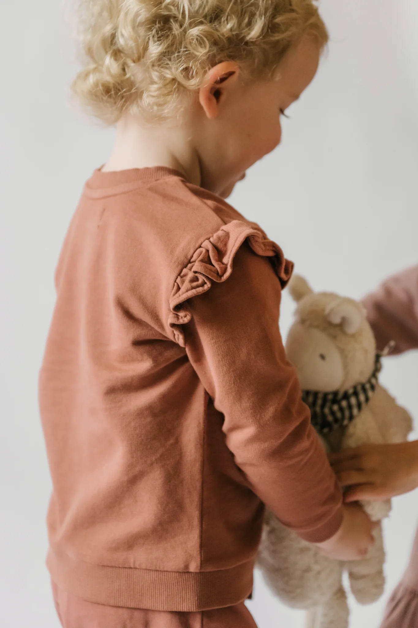 French Terry Toddler Ruffle Sweatshirt - Clay - Image 3