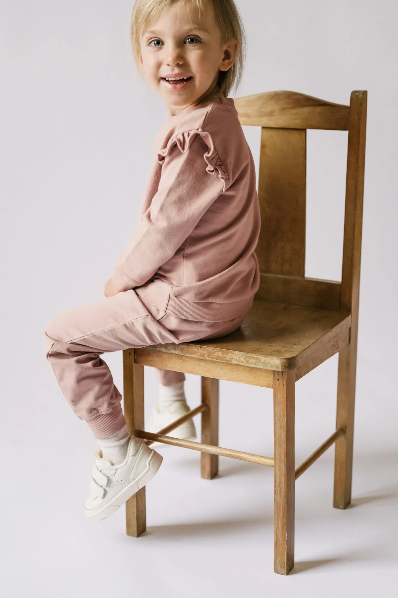 French Terry Toddler Ruffle Sweatshirt - Soft Peony - Image 2