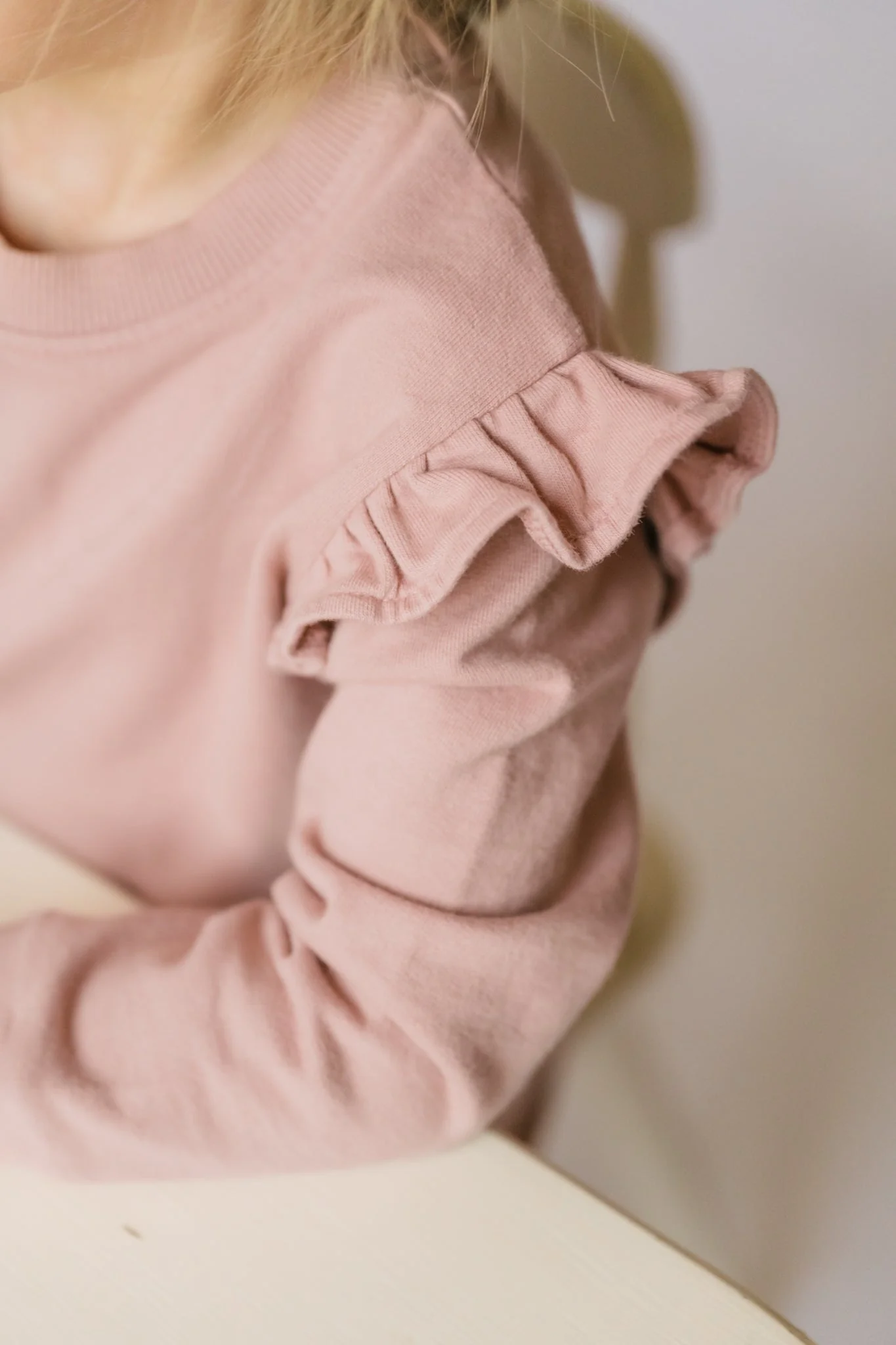 French Terry Toddler Ruffle Sweatshirt - Soft Peony - Image 3