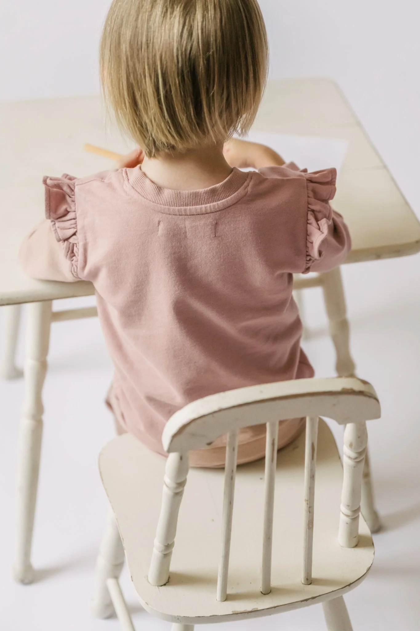 French Terry Toddler Ruffle Sweatshirt - Soft Peony - Image 4